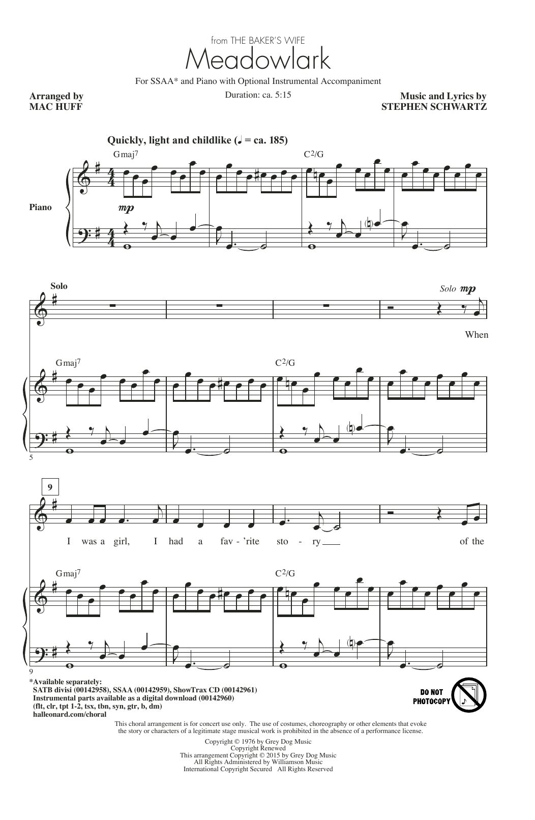 Meadowlark (SSA Choir) von Mac Huff