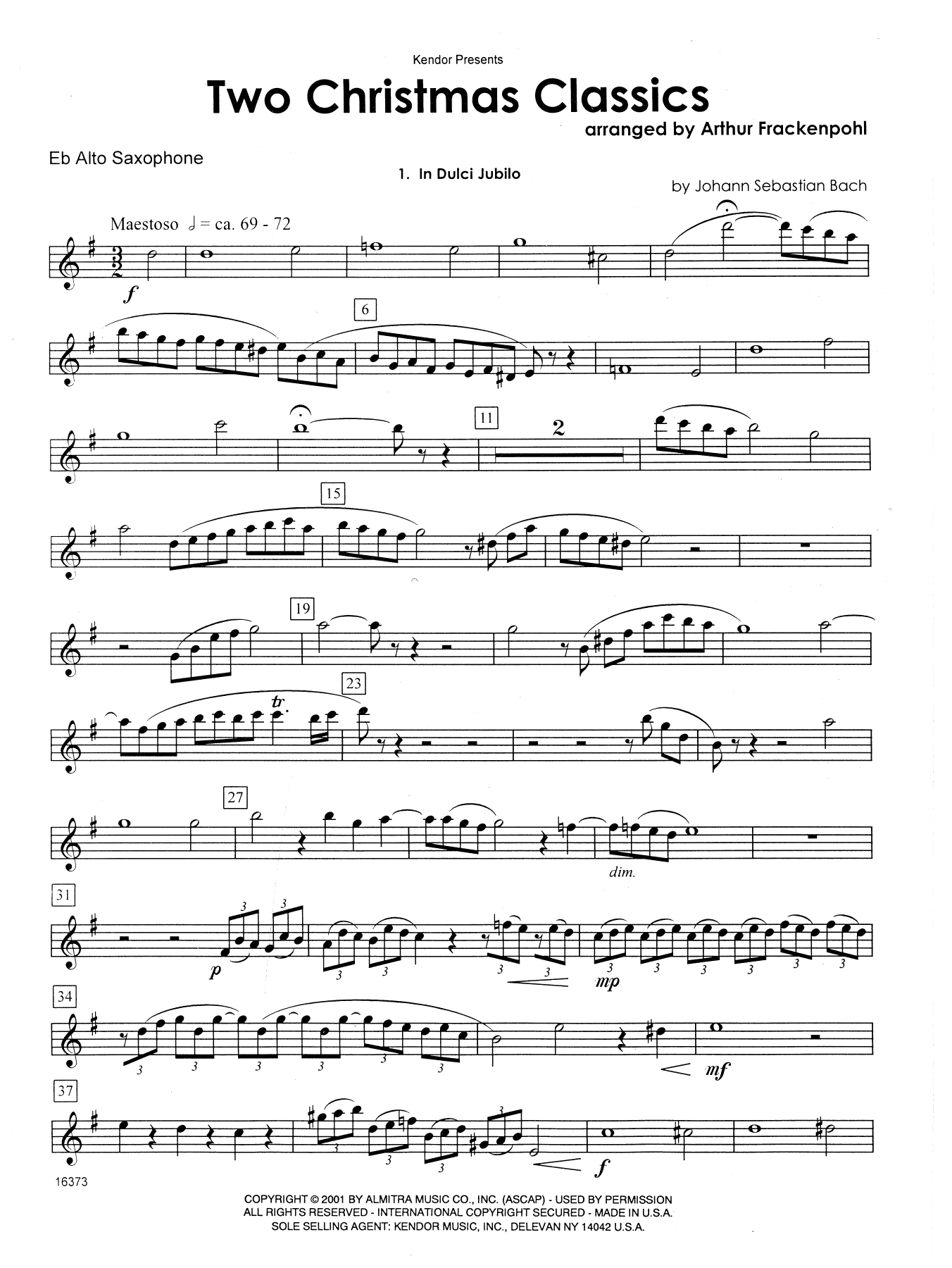 Two Christmas Classics - Eb Alto Saxophone (Woodwind Ensemble) von Arthur Frackenpohl