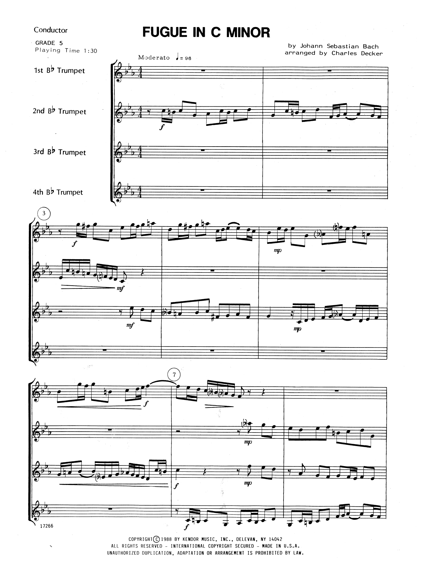 Fugue In C Minor - Full Score (Brass Ensemble) von Charles Decker