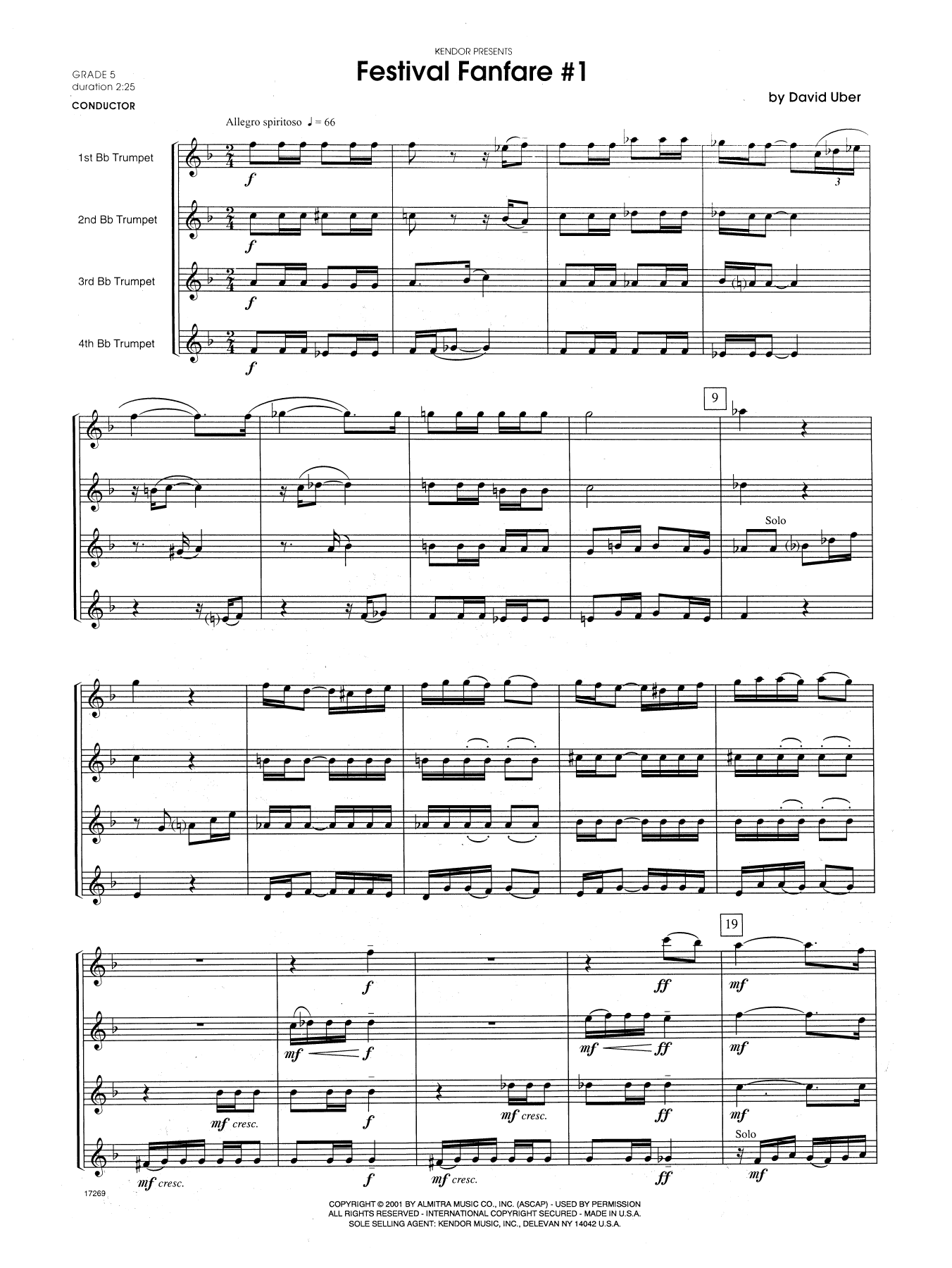 Festival Fanfare #1 - Full Score (Brass Ensemble) von David Uber