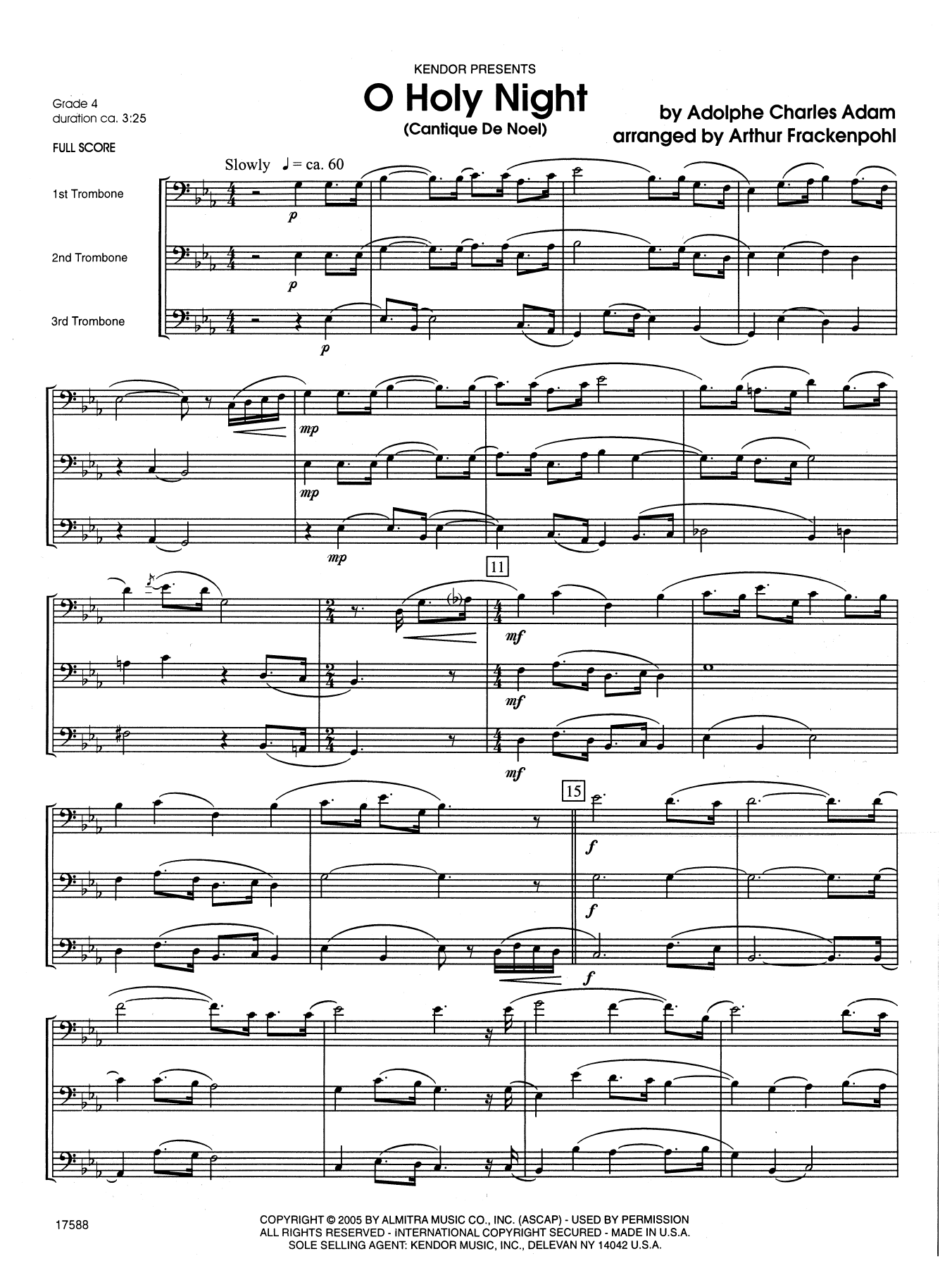 O Holy Night (Cantique de Noel) - Full Score (Brass Ensemble) von Arthur Frackenpohl