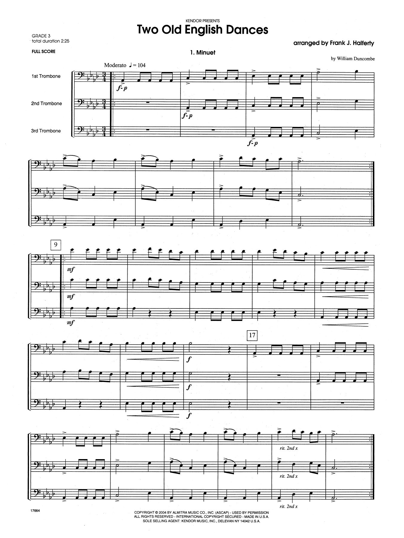 Two Old English Dances - Full Score (Brass Ensemble) von Frank J. Halferty