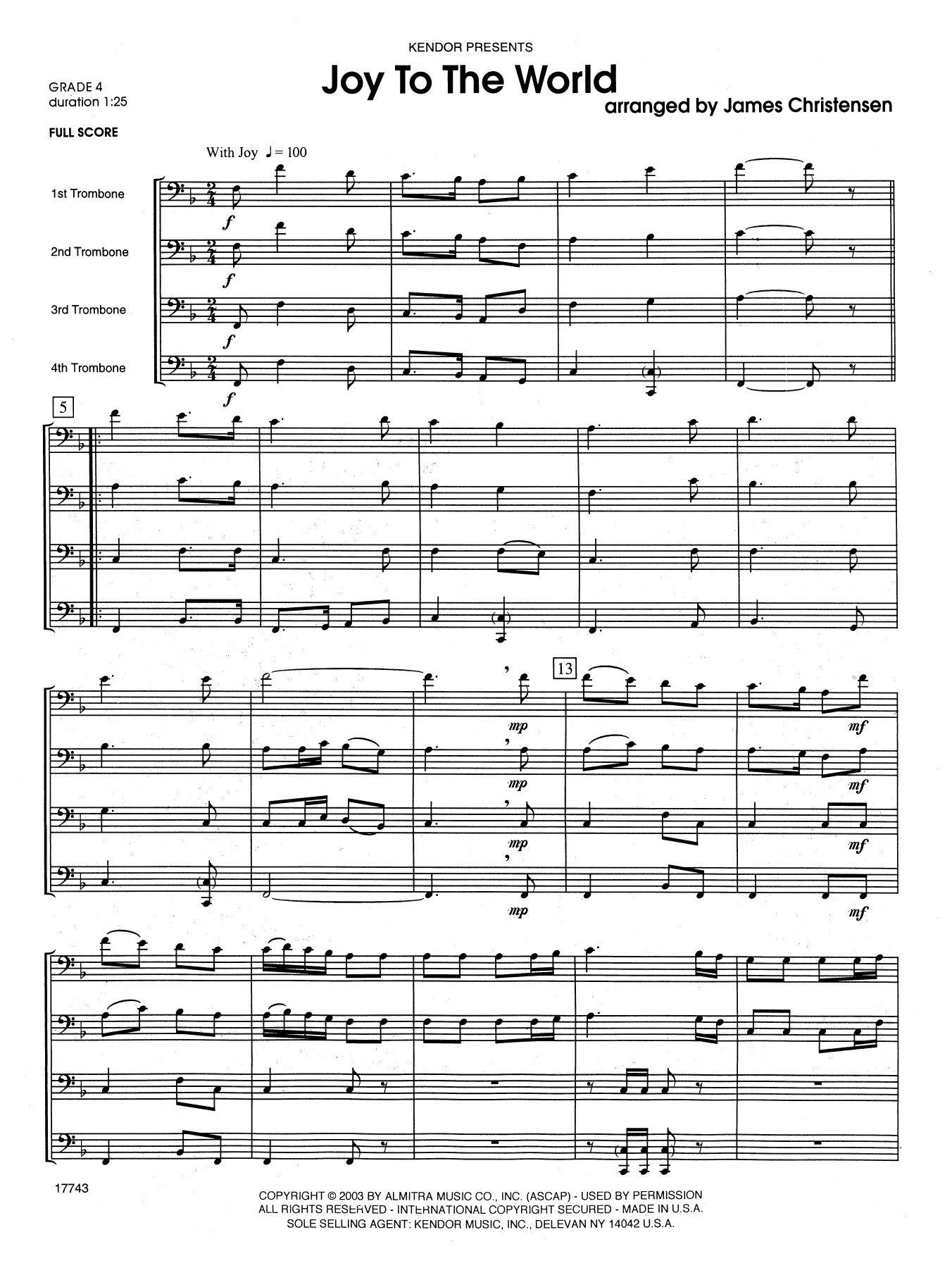 Joy to the World - Full Score (Brass Ensemble) von James Christensen