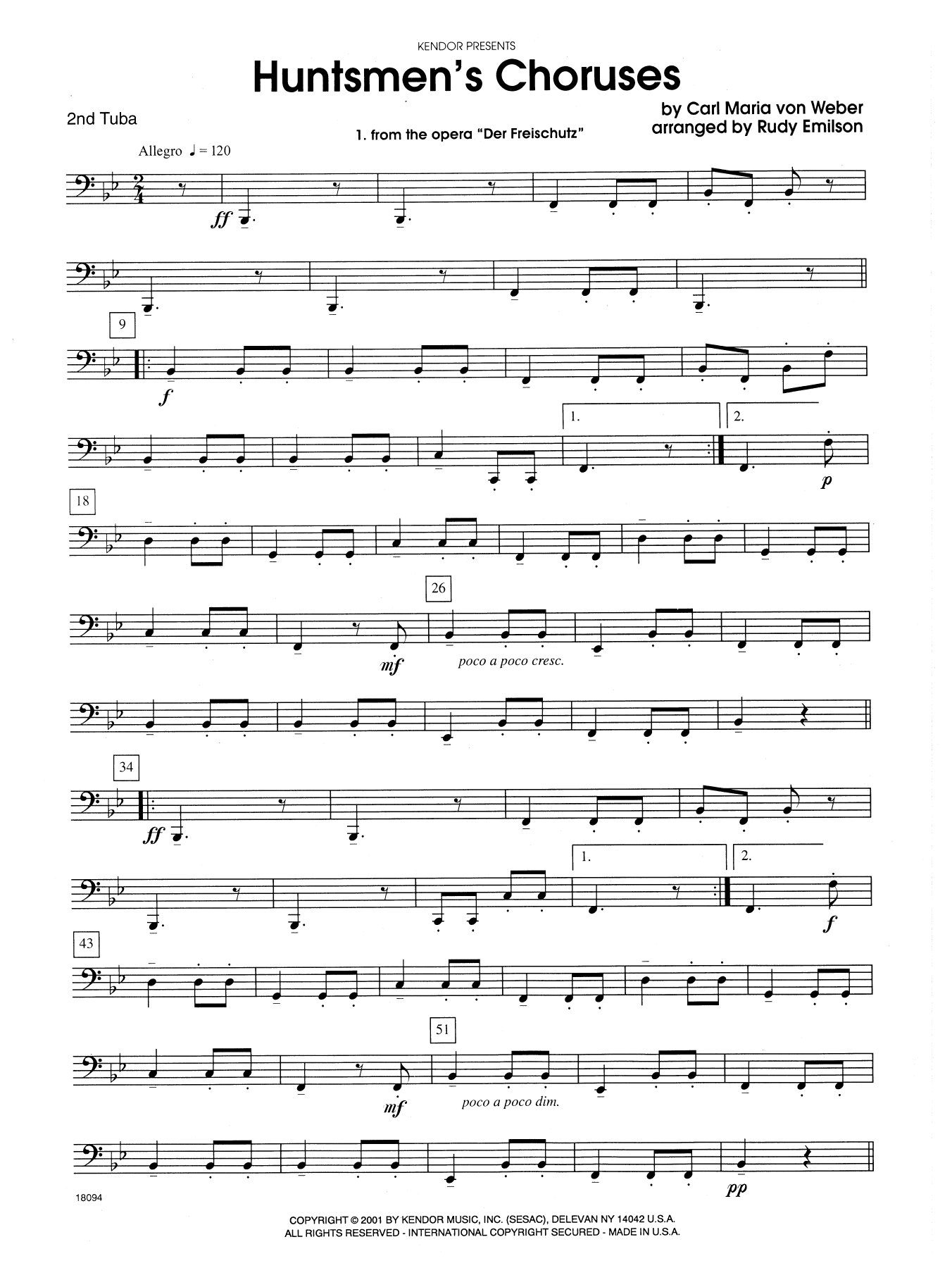 Huntsmen's Choruses - Tuba 2 (Brass Ensemble) von Rudy Emilson