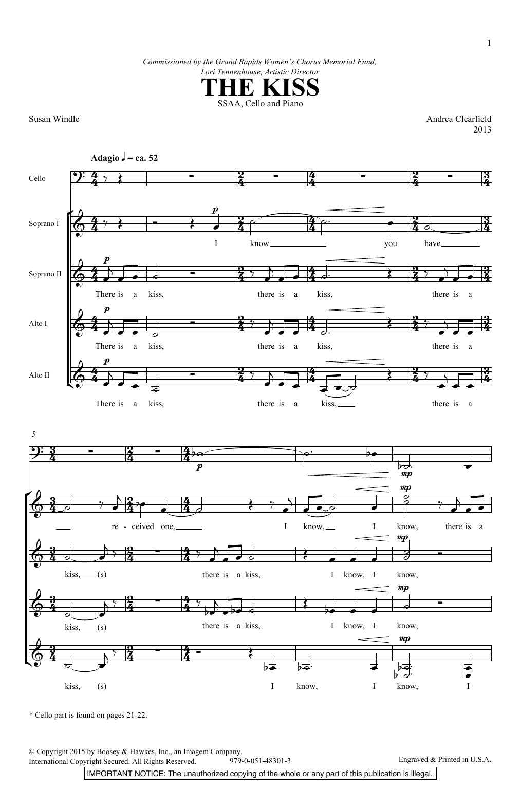 The Kiss (SSA Choir) von Andrea Clearfield
