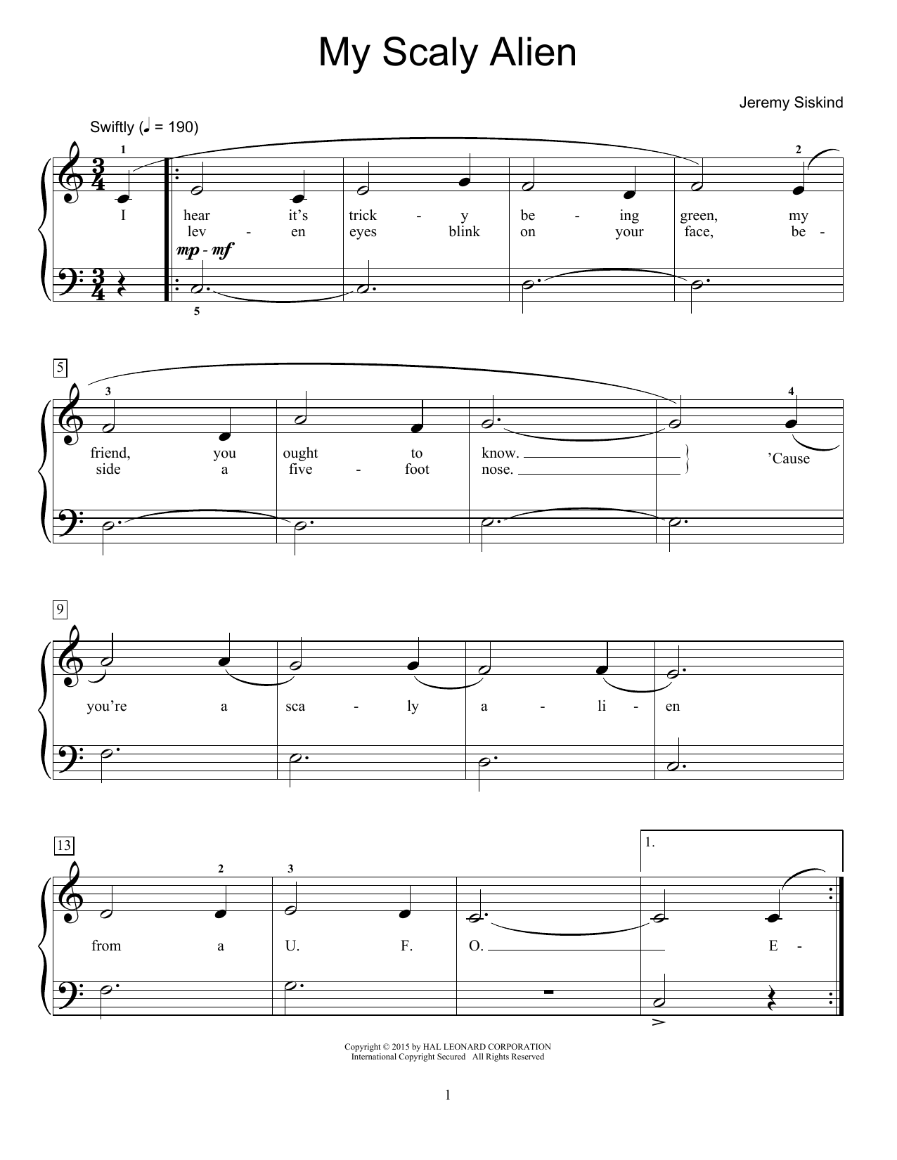 My Scaly Alien (Educational Piano) von Jeremy Siskind