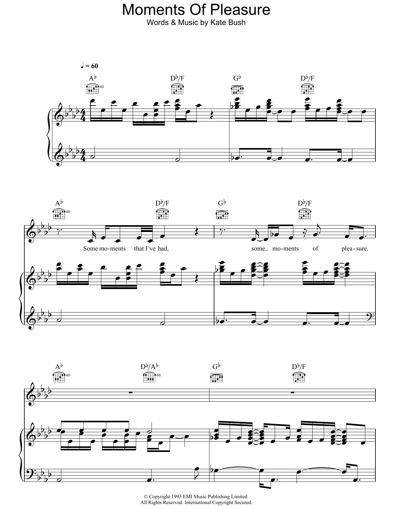 Moments Of Pleasure (Piano, Vocal & Guitar Chords) von Kate Bush