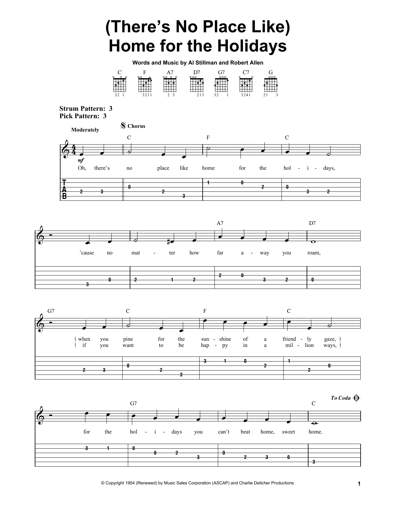 (There's No Place Like) Home For The Holidays (Easy Guitar Tab) von Perry Como