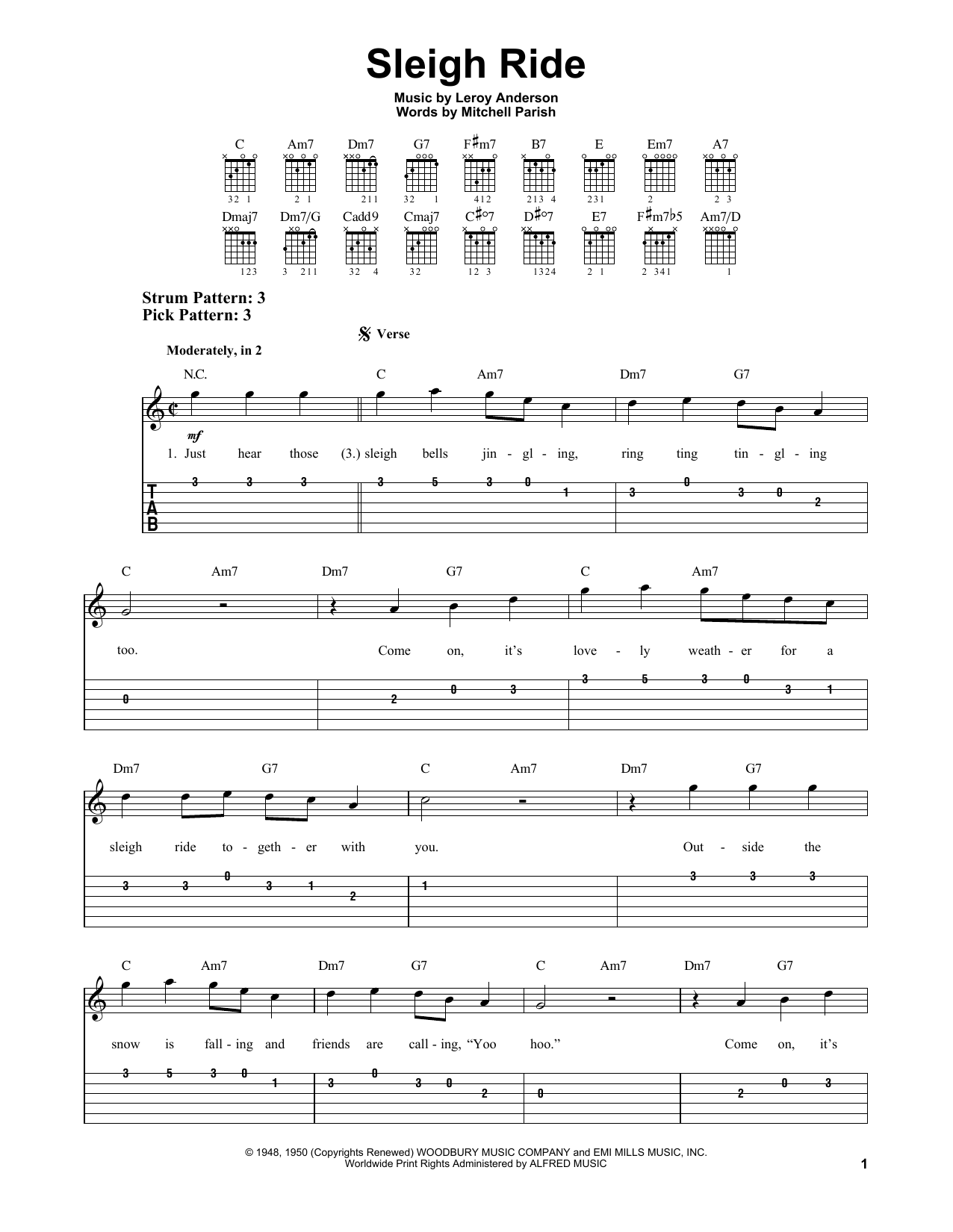 Sleigh Ride (Easy Guitar Tab) von Leroy Anderson