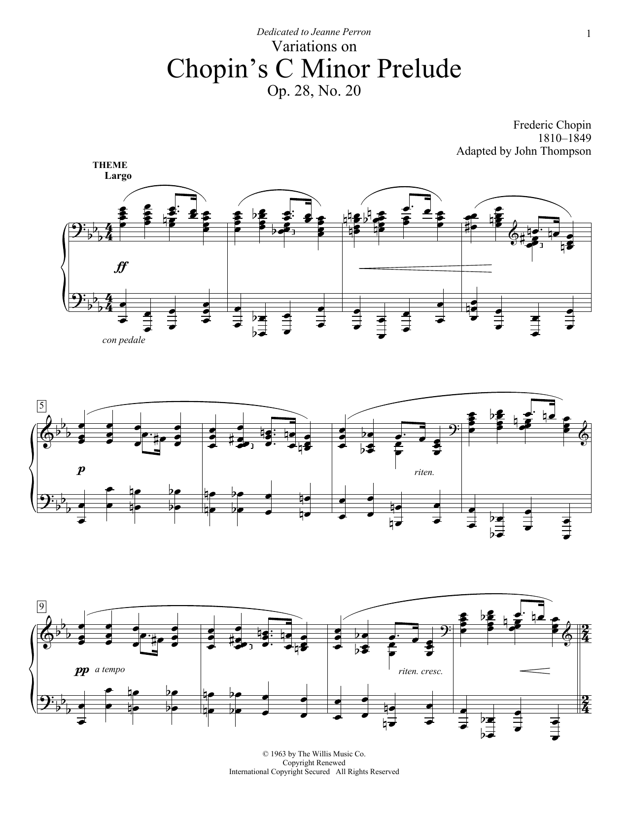 Variations On Chopin's C Minor Prelude (Educational Piano) von John Thompson