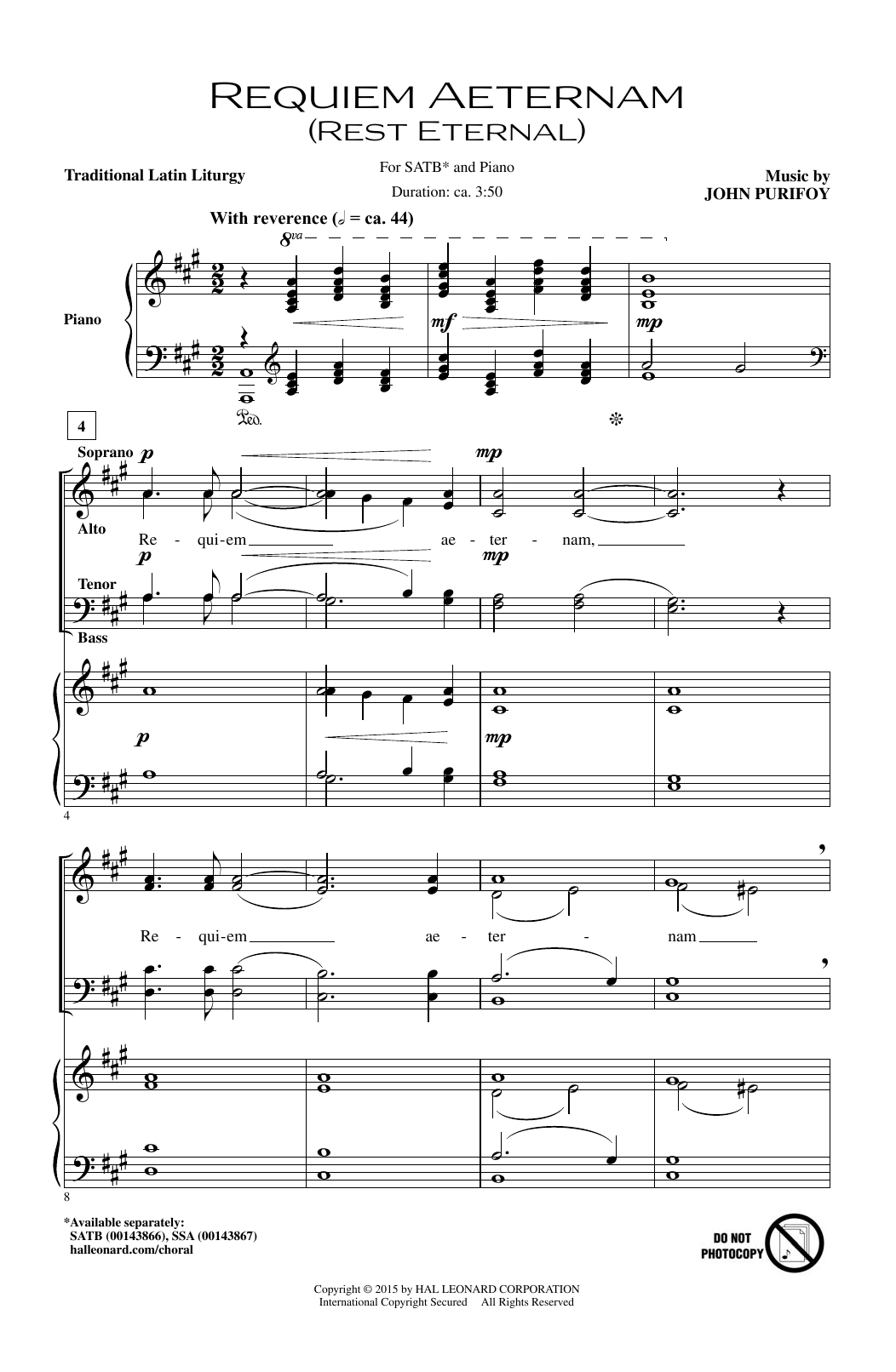 Requiem Aeternam (Rest Eternal) (SATB Choir) von John Purifoy