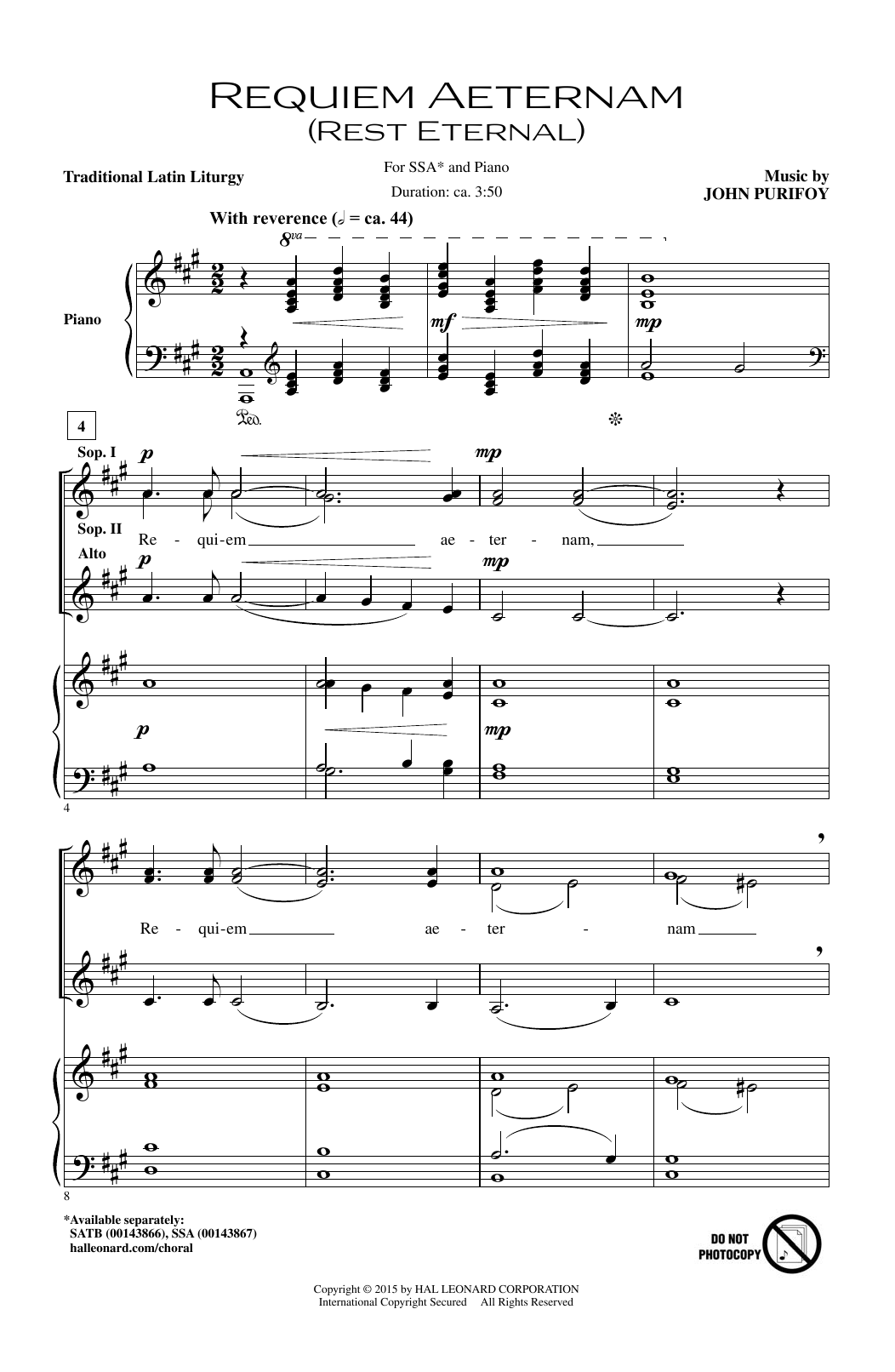 Requiem Aeternam (Rest Eternal) (SSA Choir) von John Purifoy