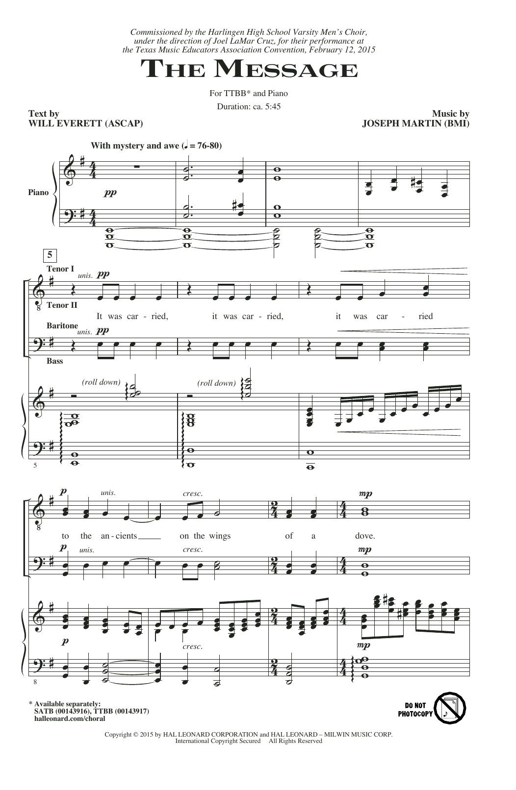 The Message (TTBB Choir) von Joseph M. Martin