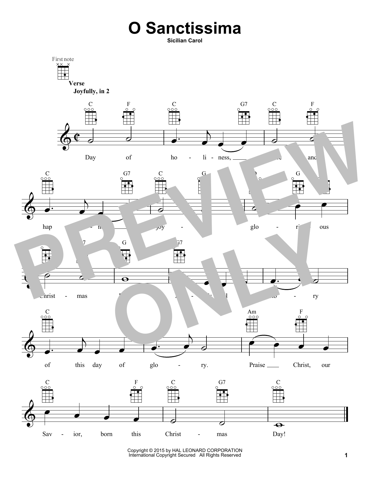 O Sanctissima (Ukulele) von Sicilian Carol