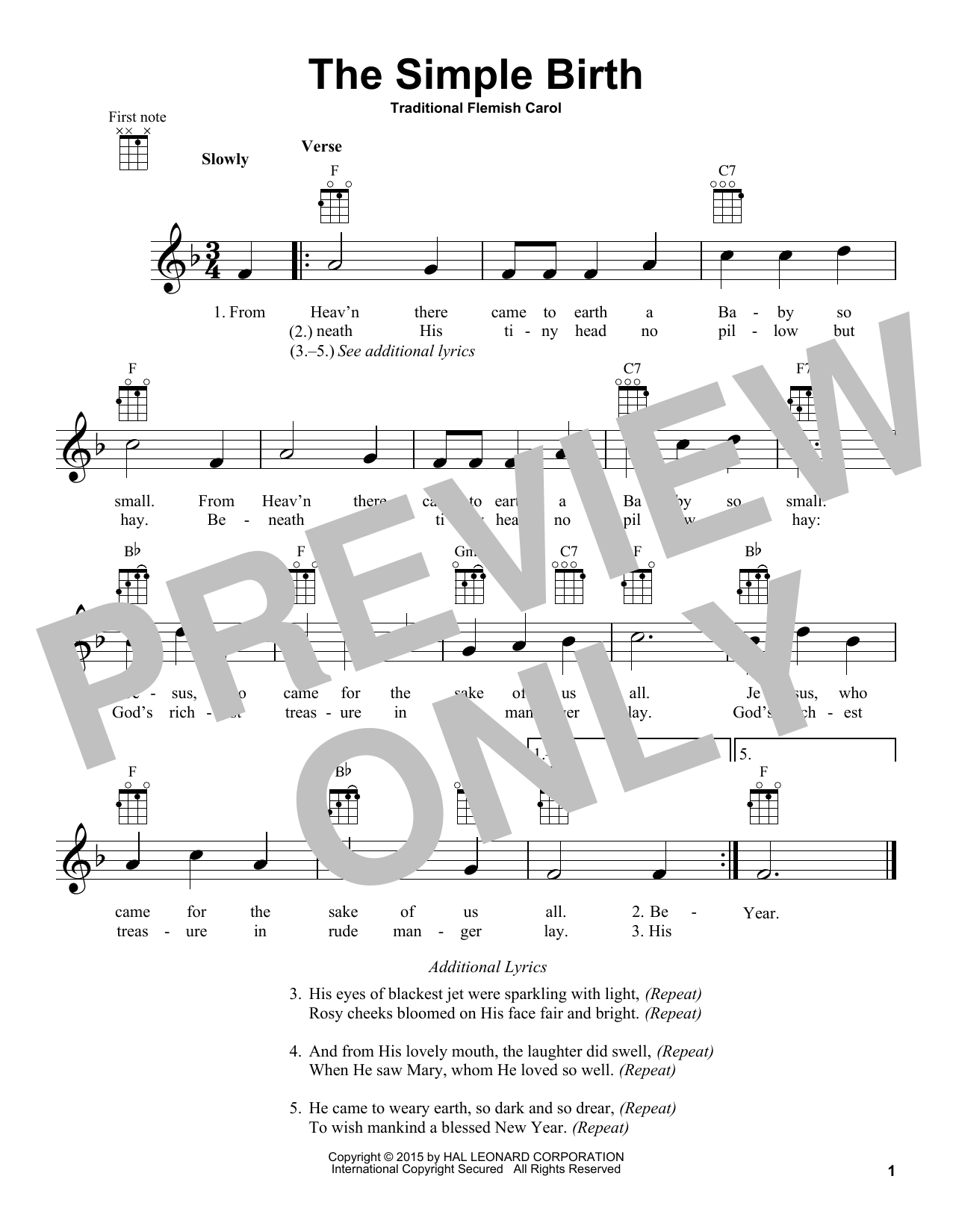 The Simple Birth (Ukulele) von Traditional Carol