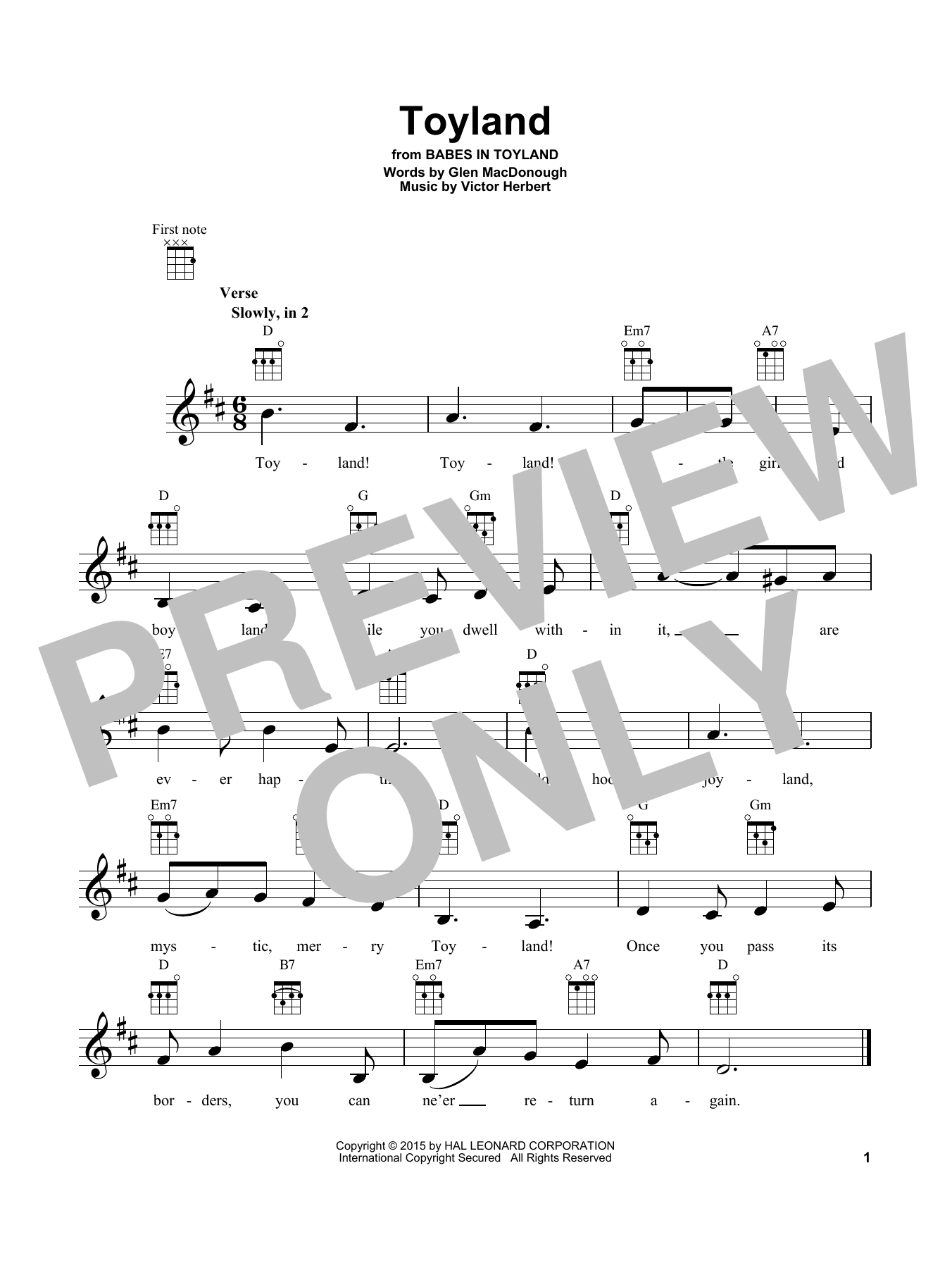 Toyland (Ukulele) von Victor Herbert