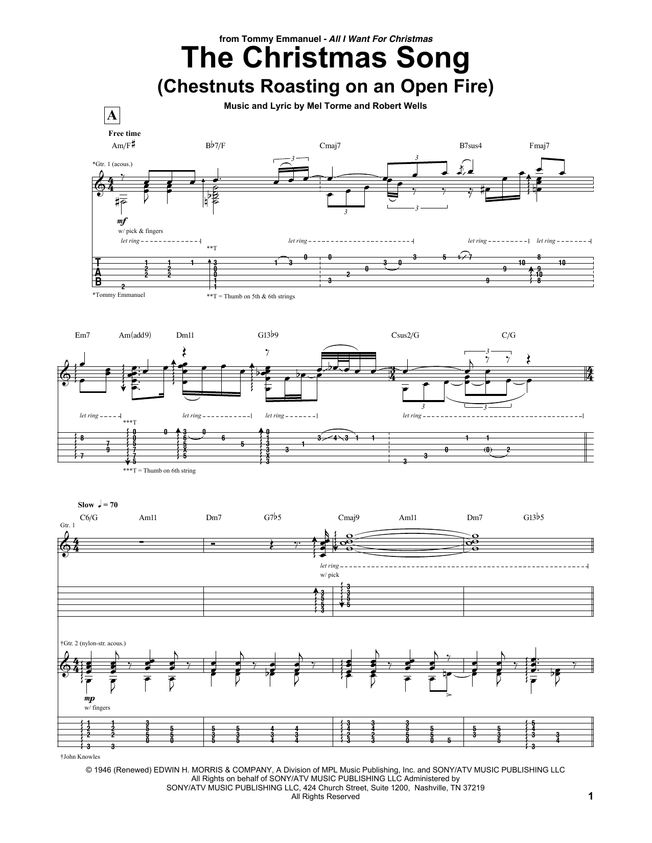 The Christmas Song (Chestnuts Roasting On An Open Fire) (Guitar Tab) von Tommy Emmanuel