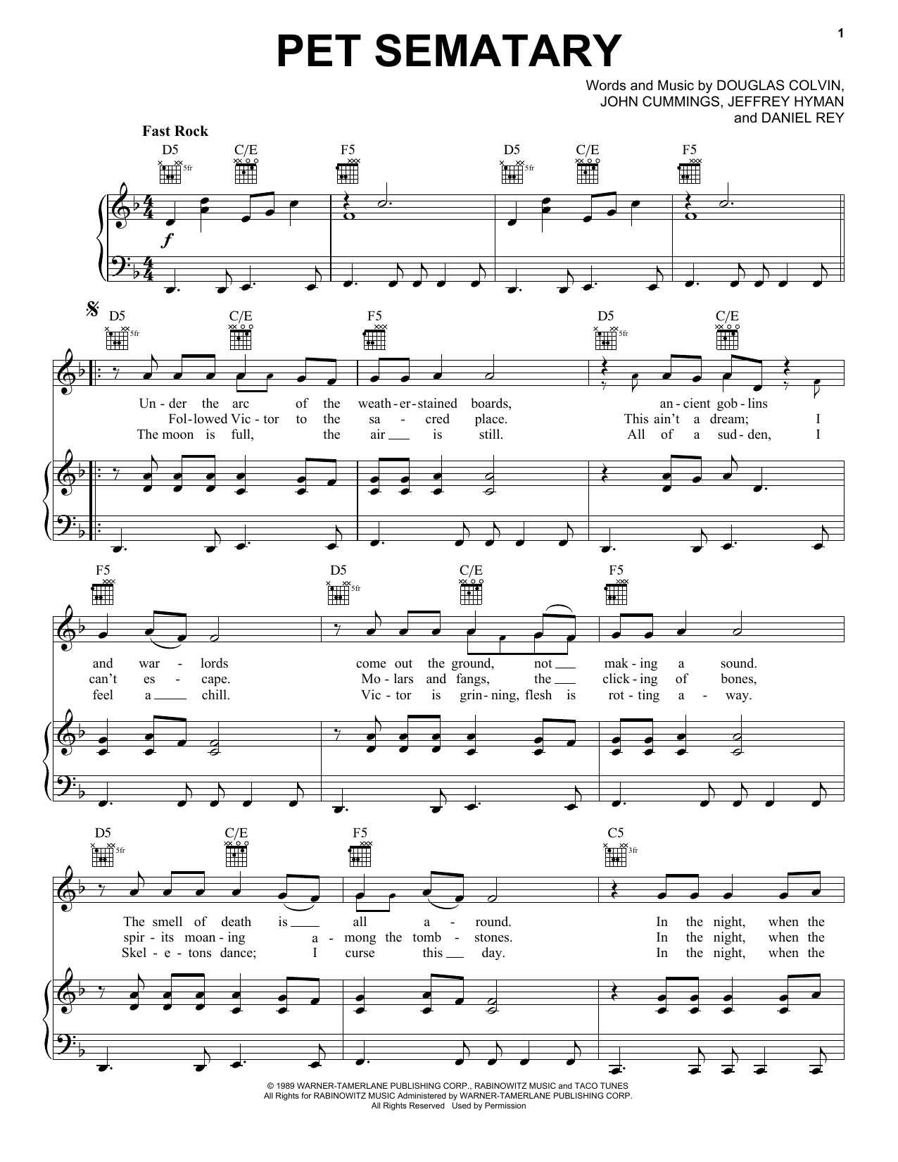 Pet Sematary (Piano, Vocal & Guitar Chords (Right-Hand Melody)) von Ramones