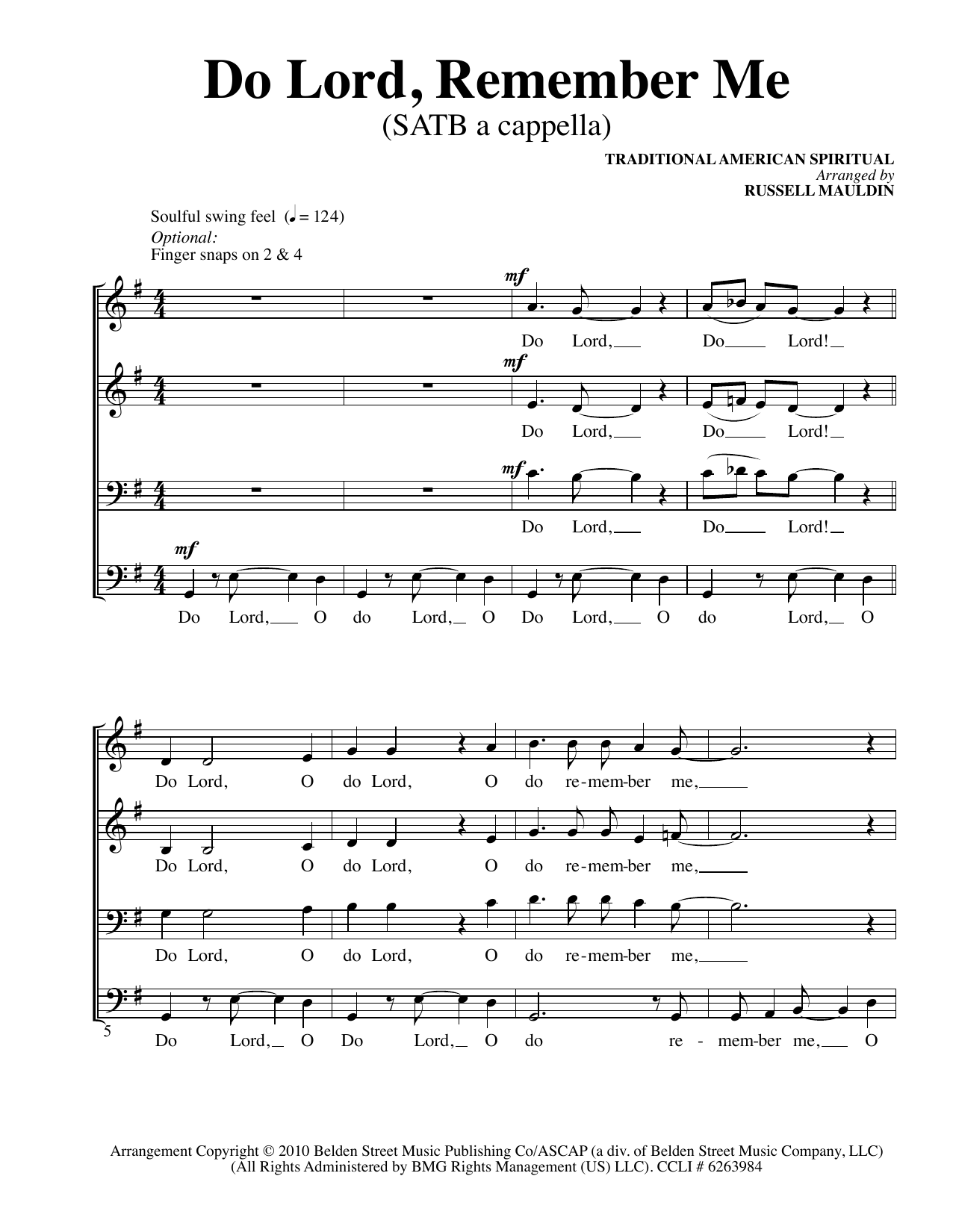 Do Lord, Remember Me (SATB Choir) von Russell Mauldin