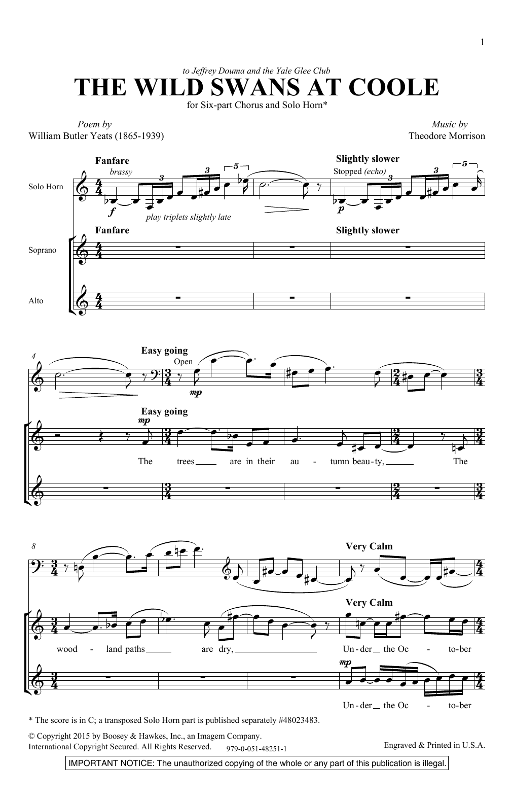 The Wild Swans At Coole (SATB Choir) von Theodore Morrison