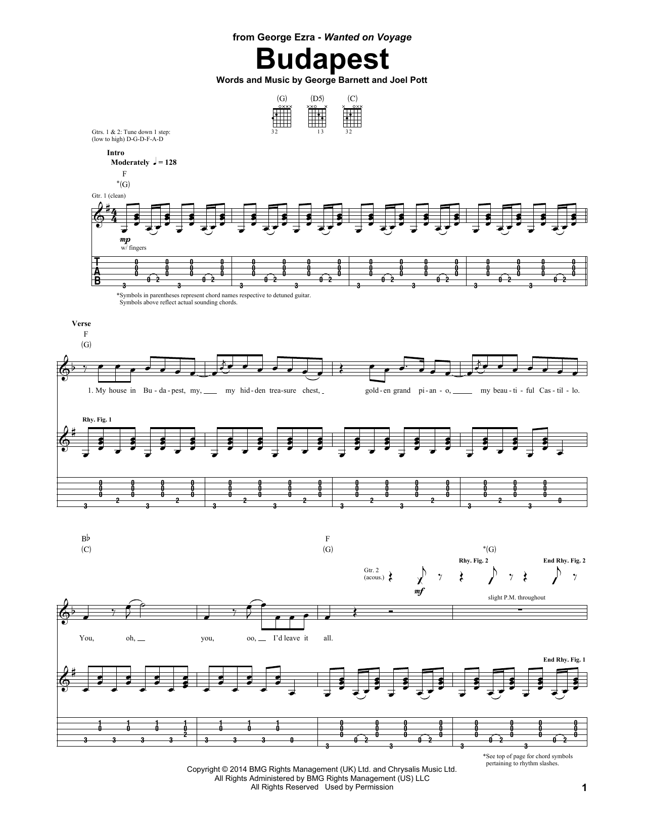 Budapest (Guitar Tab) von George Ezra