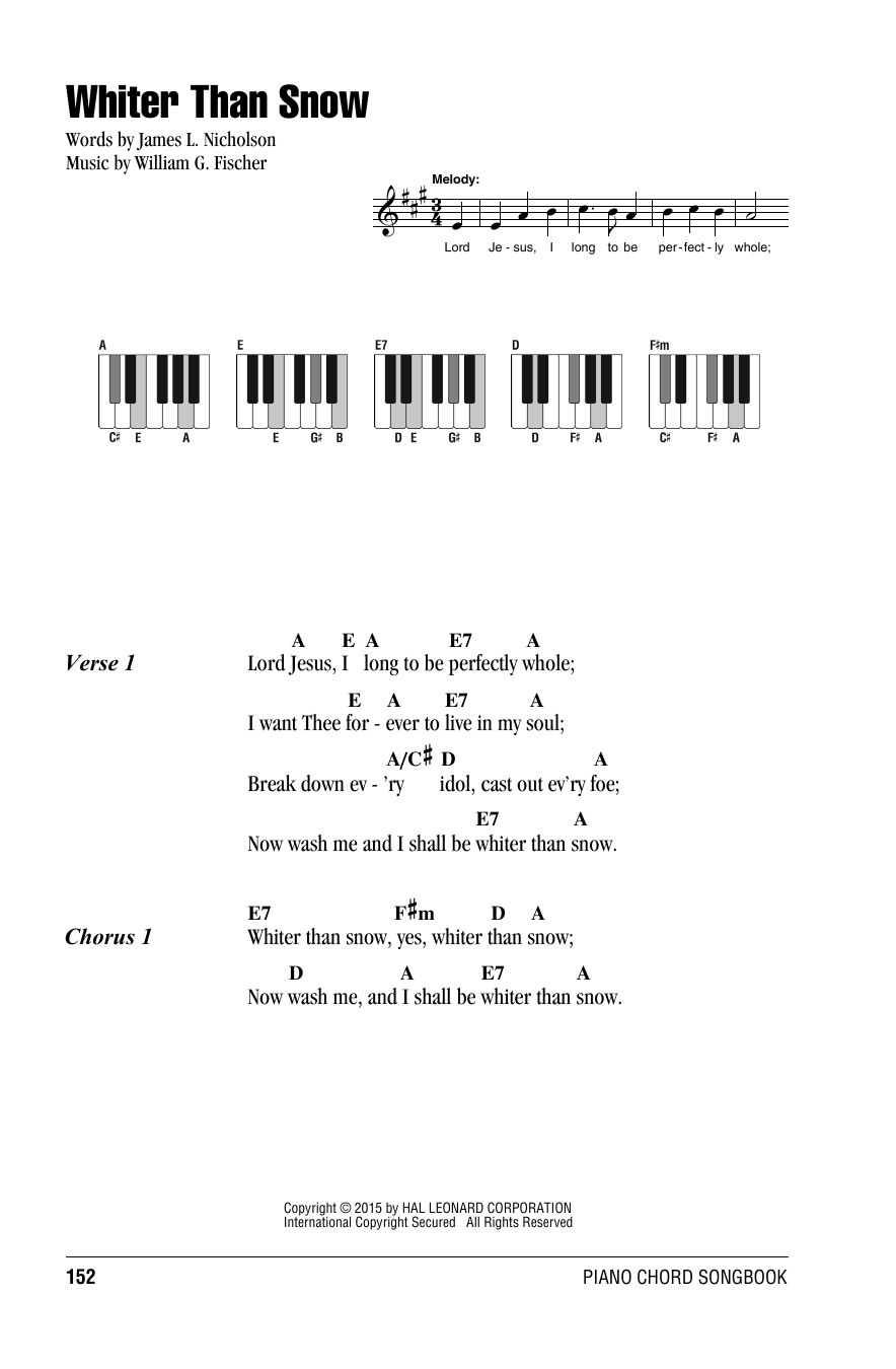 Whiter Than Snow (Piano Chords/Lyrics) von William G. Fischer