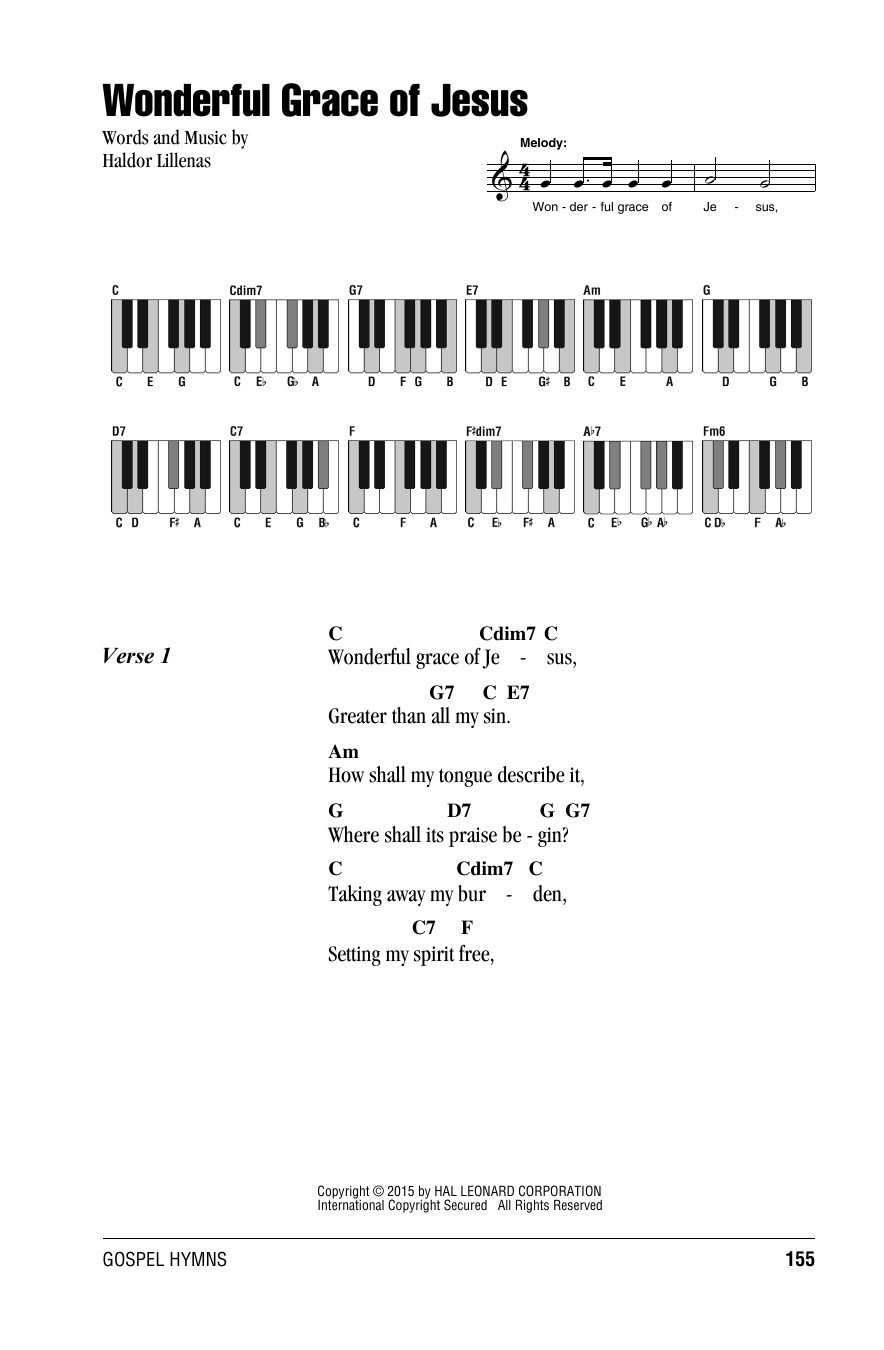 Wonderful Grace Of Jesus (Piano Chords/Lyrics) von Haldor Lillenas
