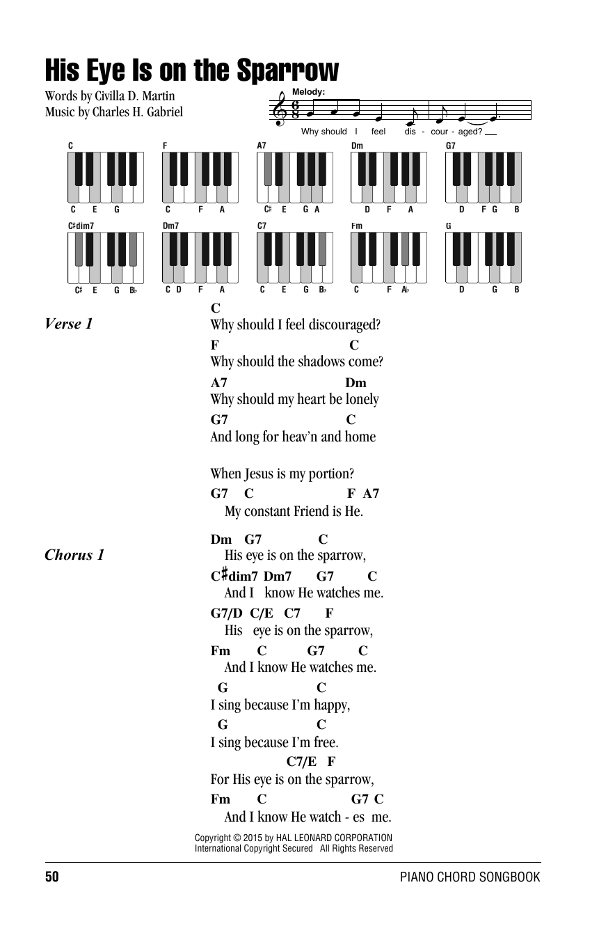 His Eye Is On The Sparrow (Piano Chords/Lyrics) von Charles H. Gabriel