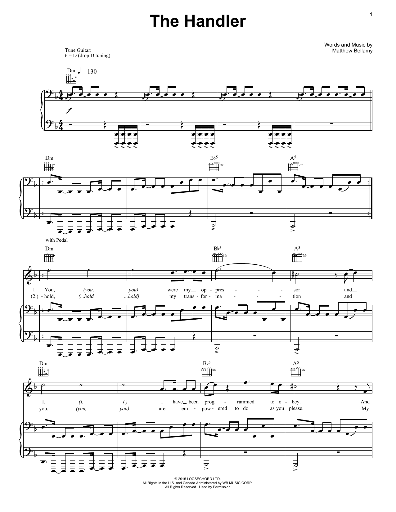 The Handler (Piano, Vocal & Guitar Chords (Right-Hand Melody)) von Muse