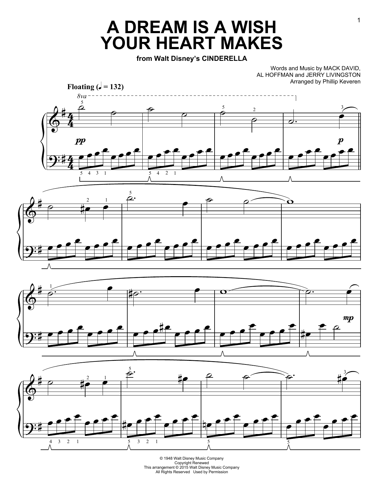 A Dream Is A Wish Your Heart Makes [Classical version] (from Cinderella) (arr. Phillip Keveren) (Easy Piano) von Ilene Woods