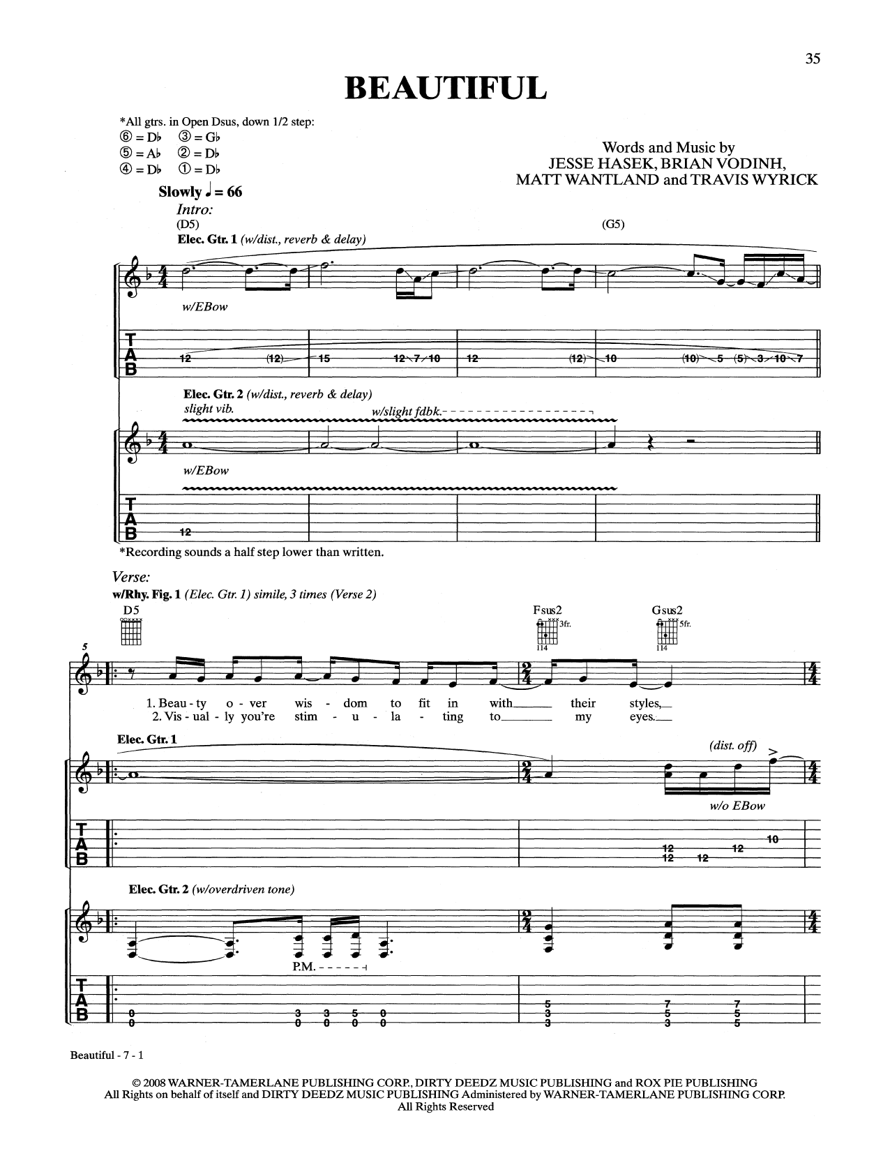 Beautiful (Guitar Tab) von 10 Years