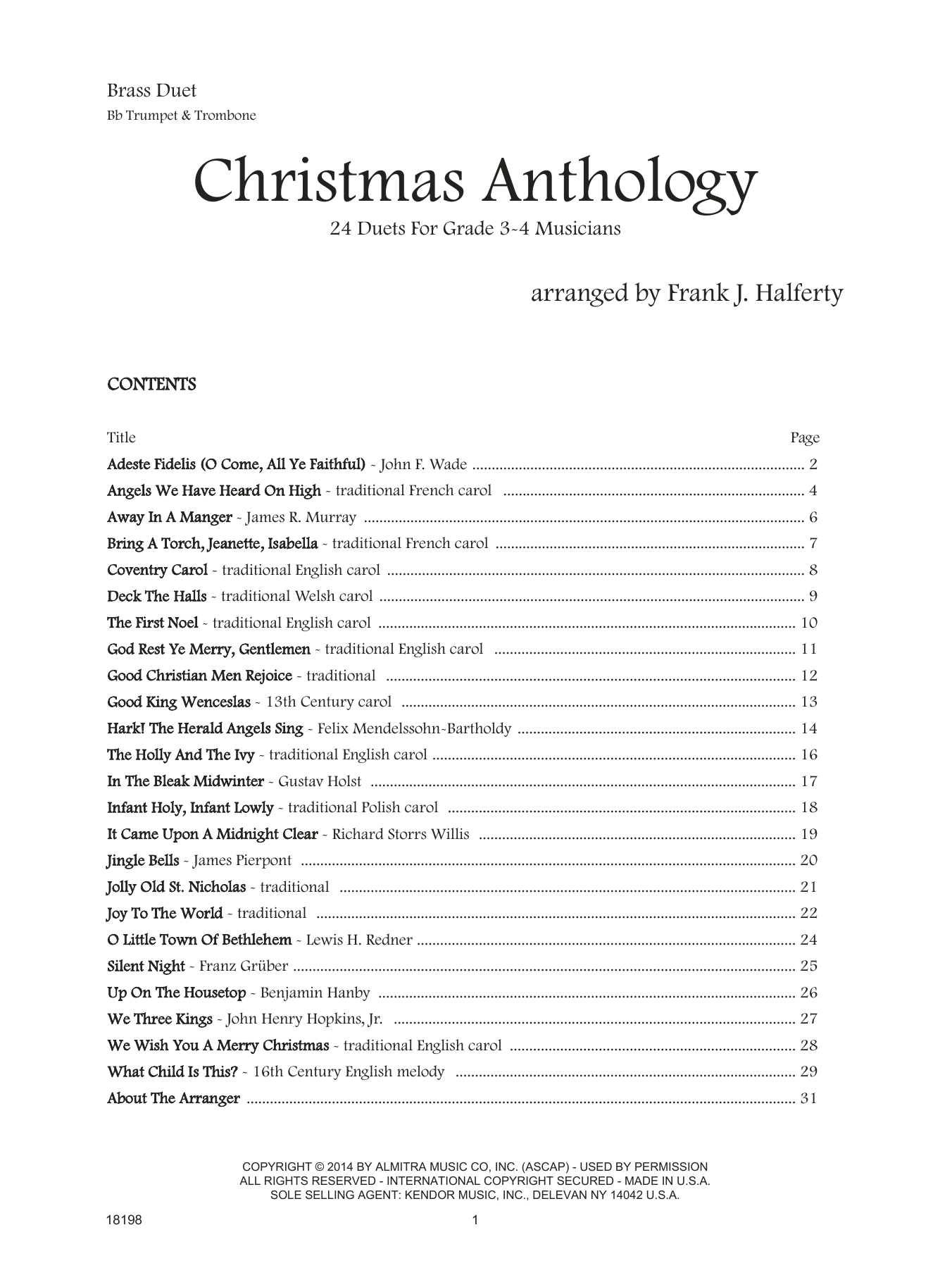 Christmas Anthology (24 Duets For Grade 3-4 Musicians) (Brass Ensemble) von Frank J. Halferty