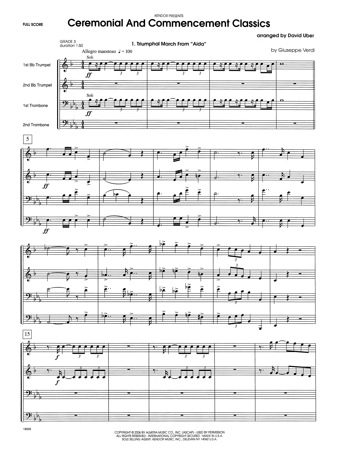 Ceremonial And Commencement Classics - Full Score (Brass Ensemble) von David Uber