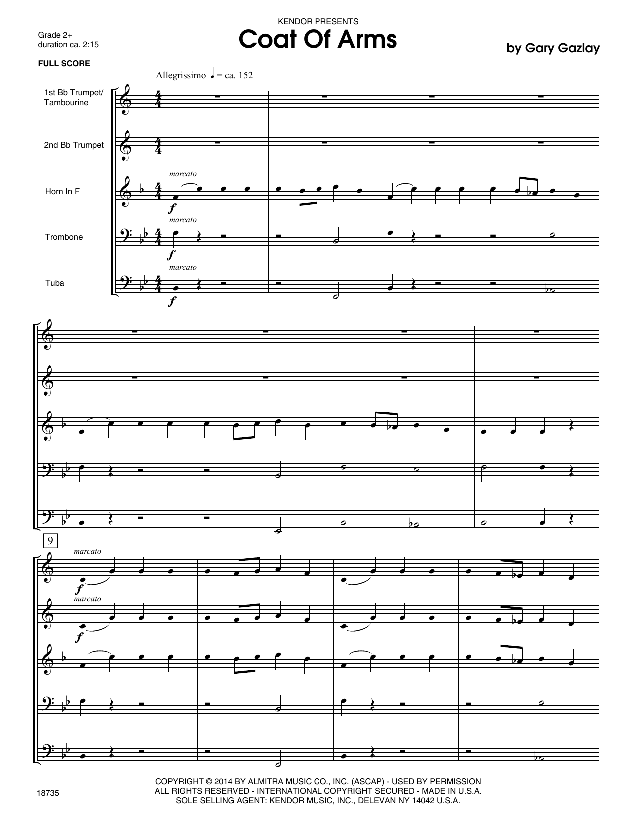 Coat Of Arms - Full Score (Brass Ensemble) von Gary Gazlay