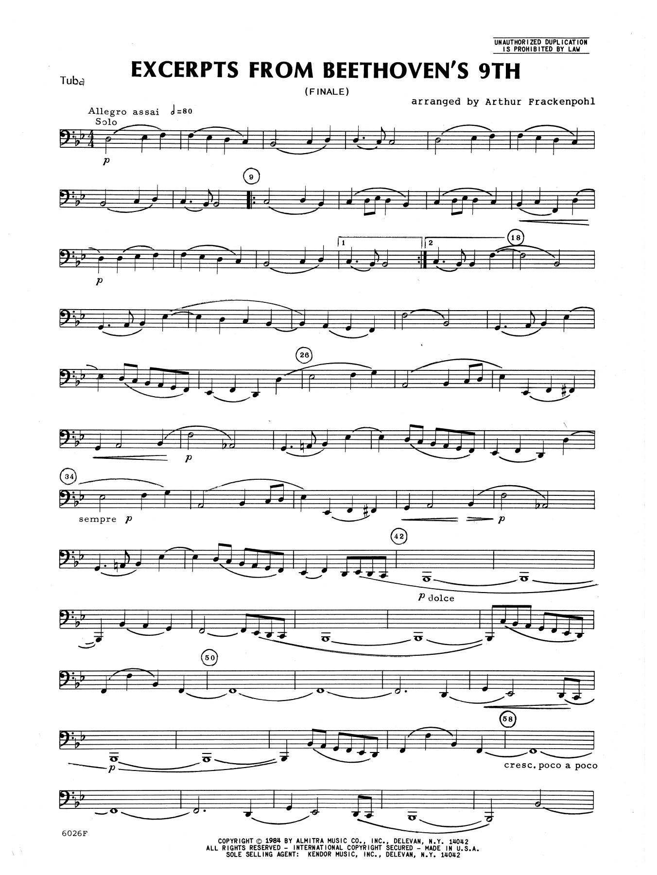 Excerpts From Beethoven's 9th - Tuba (Brass Ensemble) von Arthur Frackenpohl