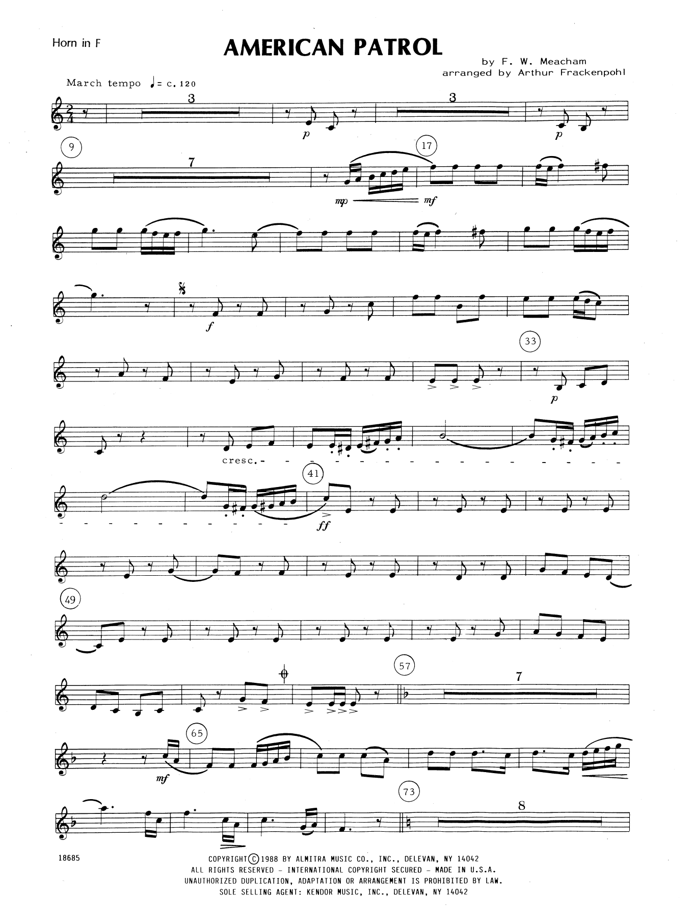 American Patrol - Horn in F (Brass Ensemble) von Meacham