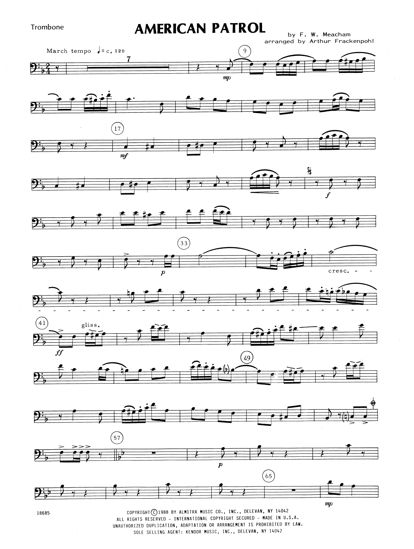 American Patrol - Trombone (Brass Ensemble) von Meacham