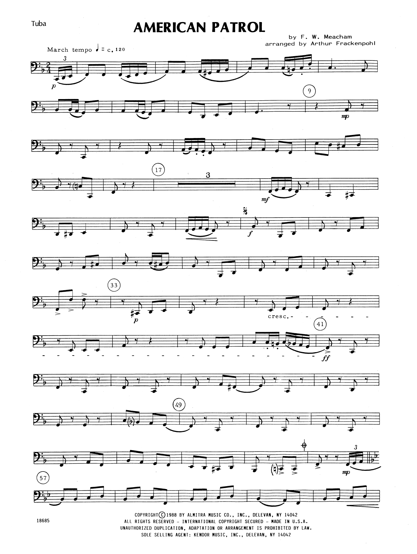 American Patrol - Tuba (Brass Ensemble) von Meacham