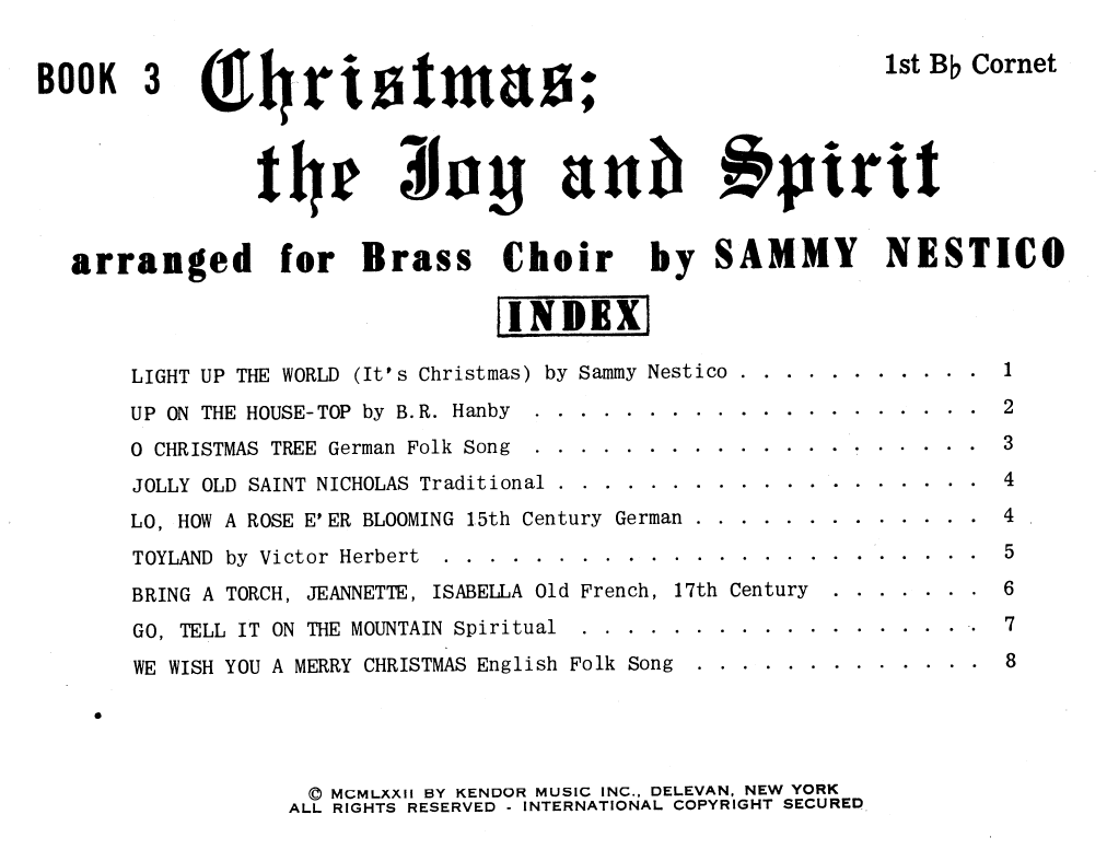 Christmas The Joy & Spirit - Book 3 - 1st Bb Cornet (Brass Ensemble) von Sammy Nestico