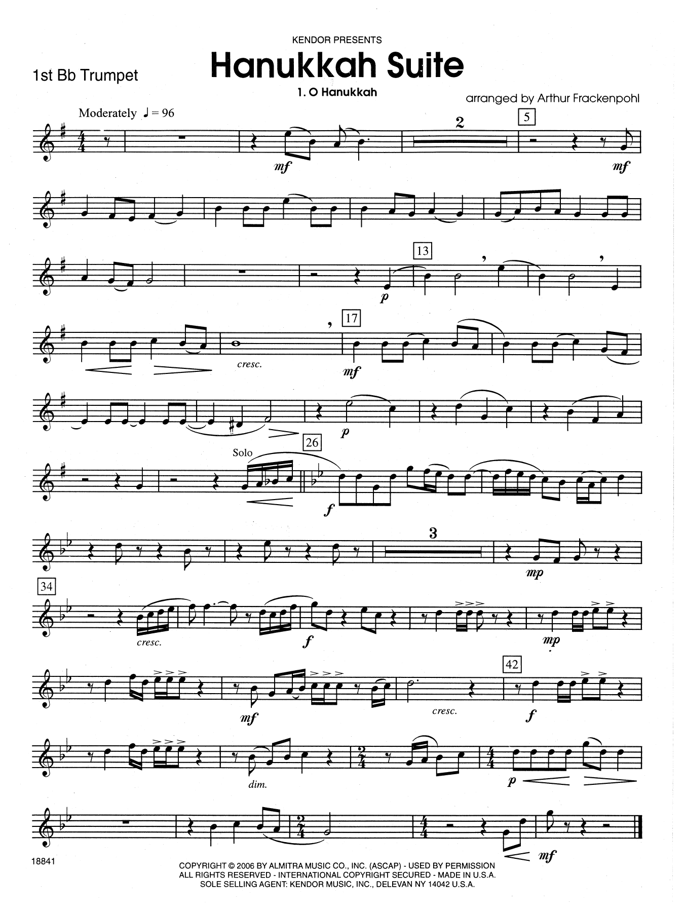 Hanukkah Suite - 1st Bb Trumpet (Brass Ensemble) von Arthur Frackenpohl