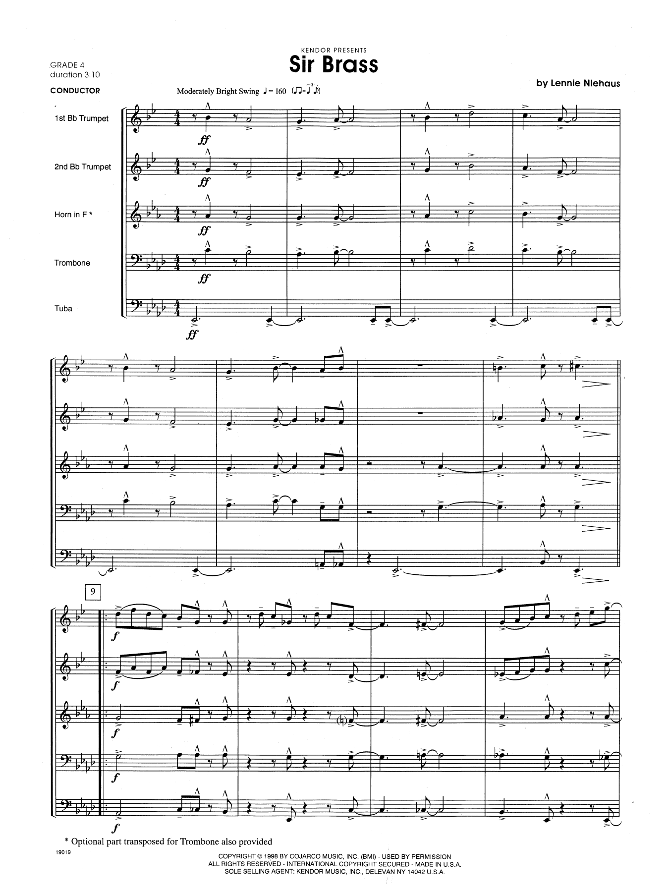 Sir Brass - Full Score (Brass Ensemble) von Lennie Niehaus