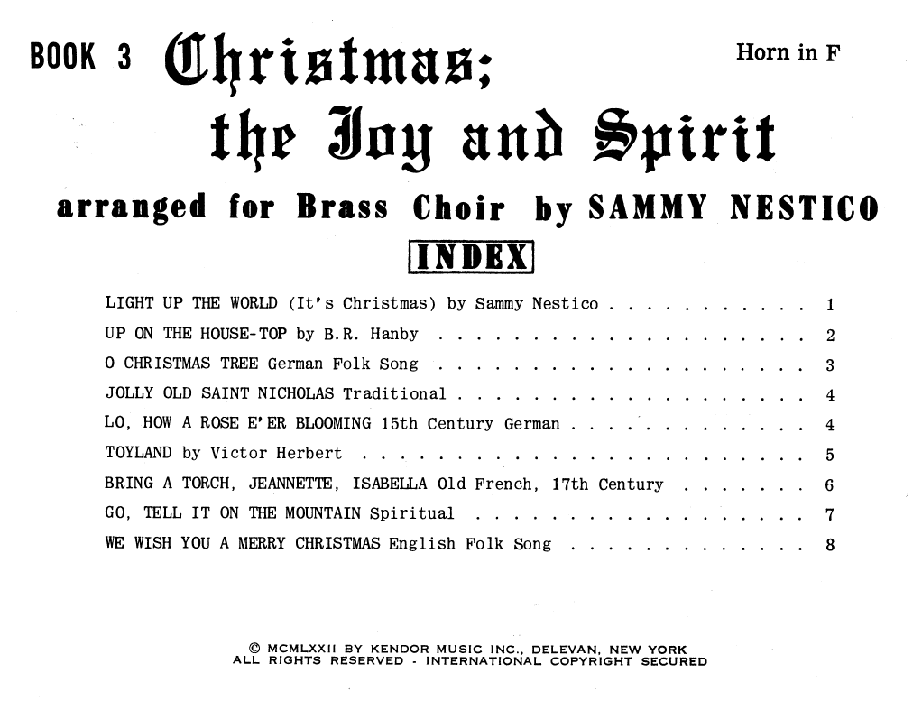 Christmas; The Joy & Spirit - Book 3/Horn in F (Brass Ensemble) von Sammy Nestico