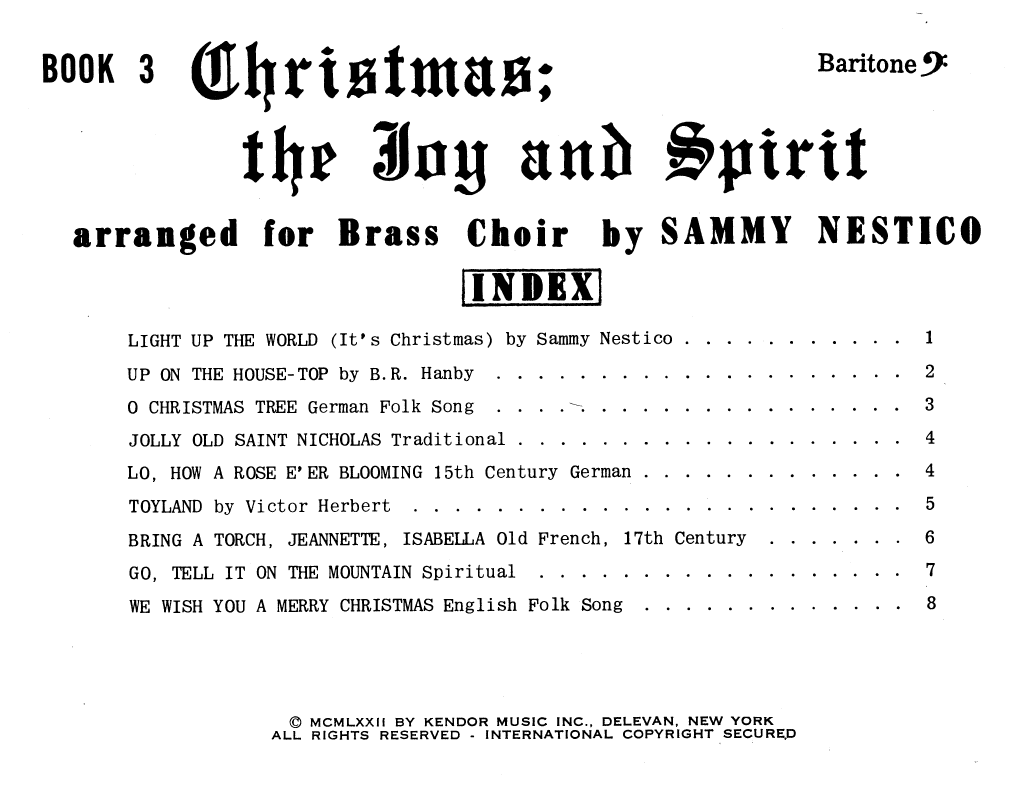 Christmas; The Joy & Spirit - Book 3/Baritone BC (Brass Ensemble) von Sammy Nestico