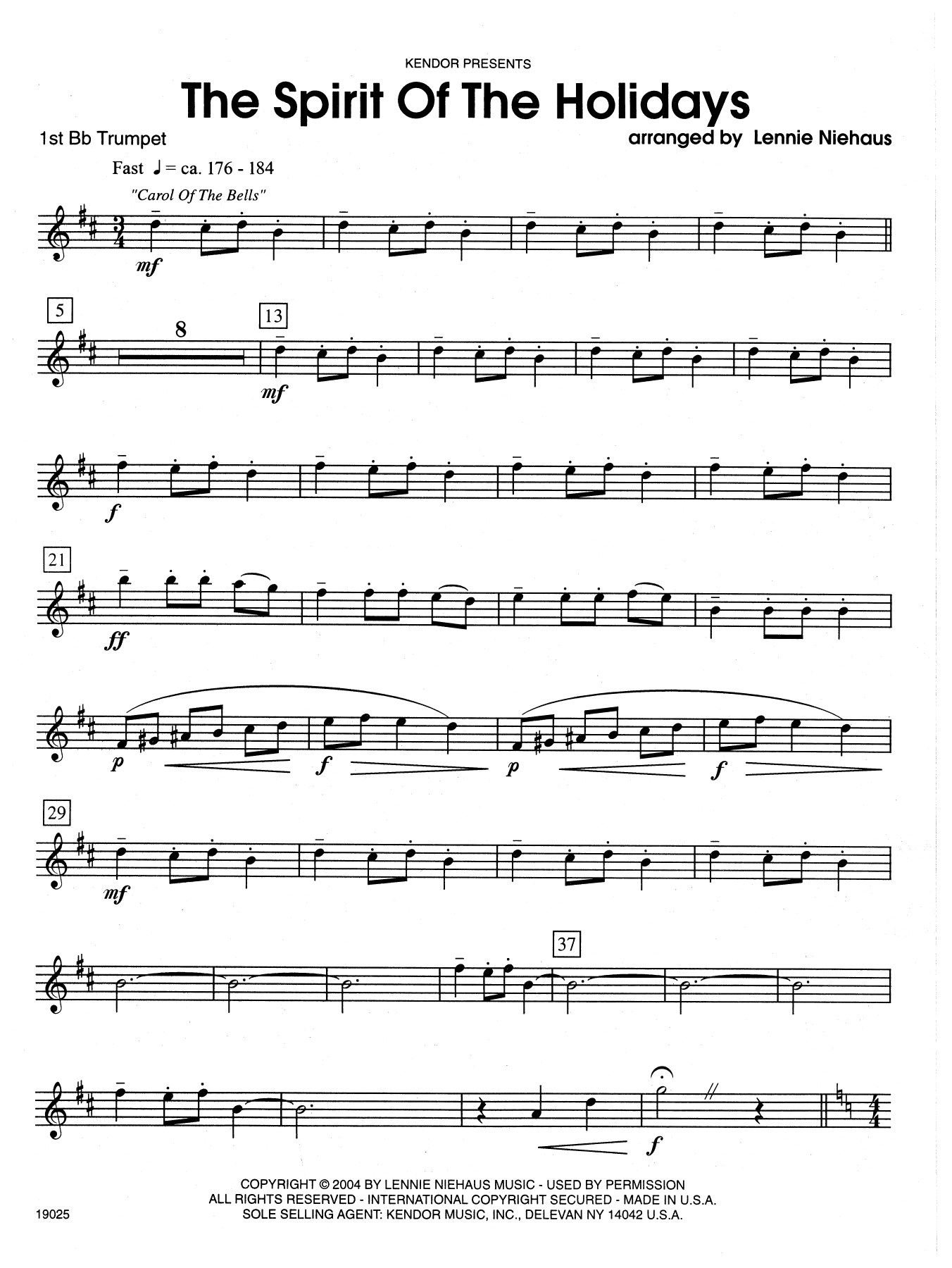 The Spirit Of The Holidays - 1st Bb Trumpet (Brass Ensemble) von Lennie Niehaus