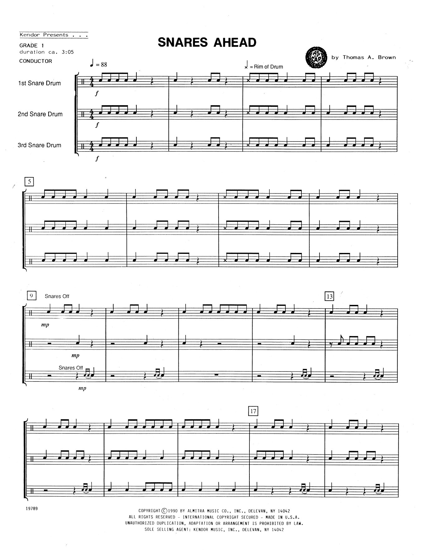 Snares Ahead - Full Score (Percussion Ensemble) von Thomas A Brown