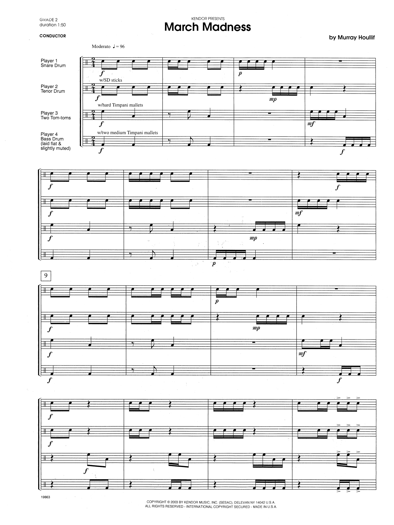 March Madness - Full Score (Percussion Ensemble) von Murray Houllif