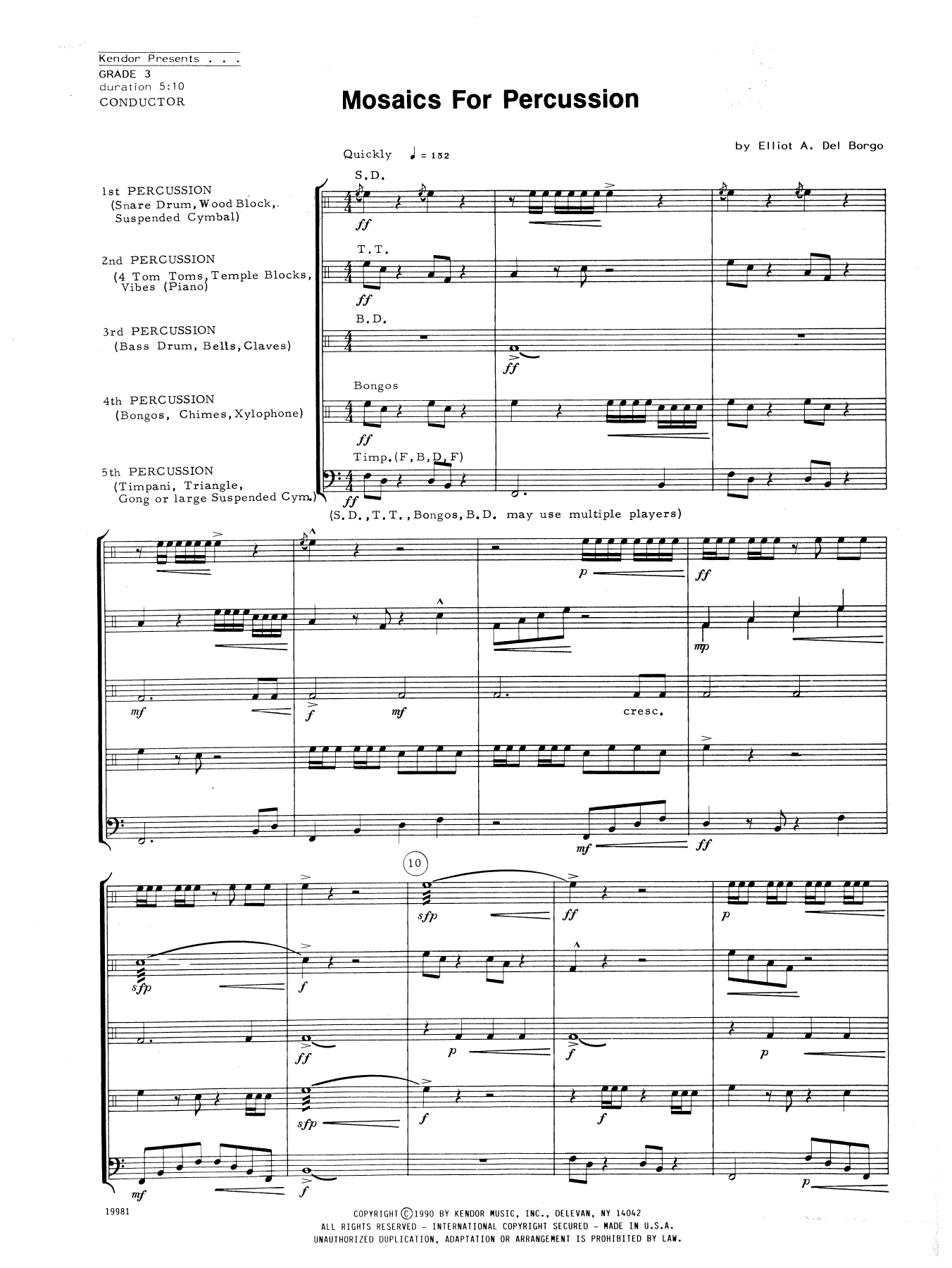 Mosaics For Percussion - Full Score (Percussion Ensemble) von Elliot A. Del Borgo