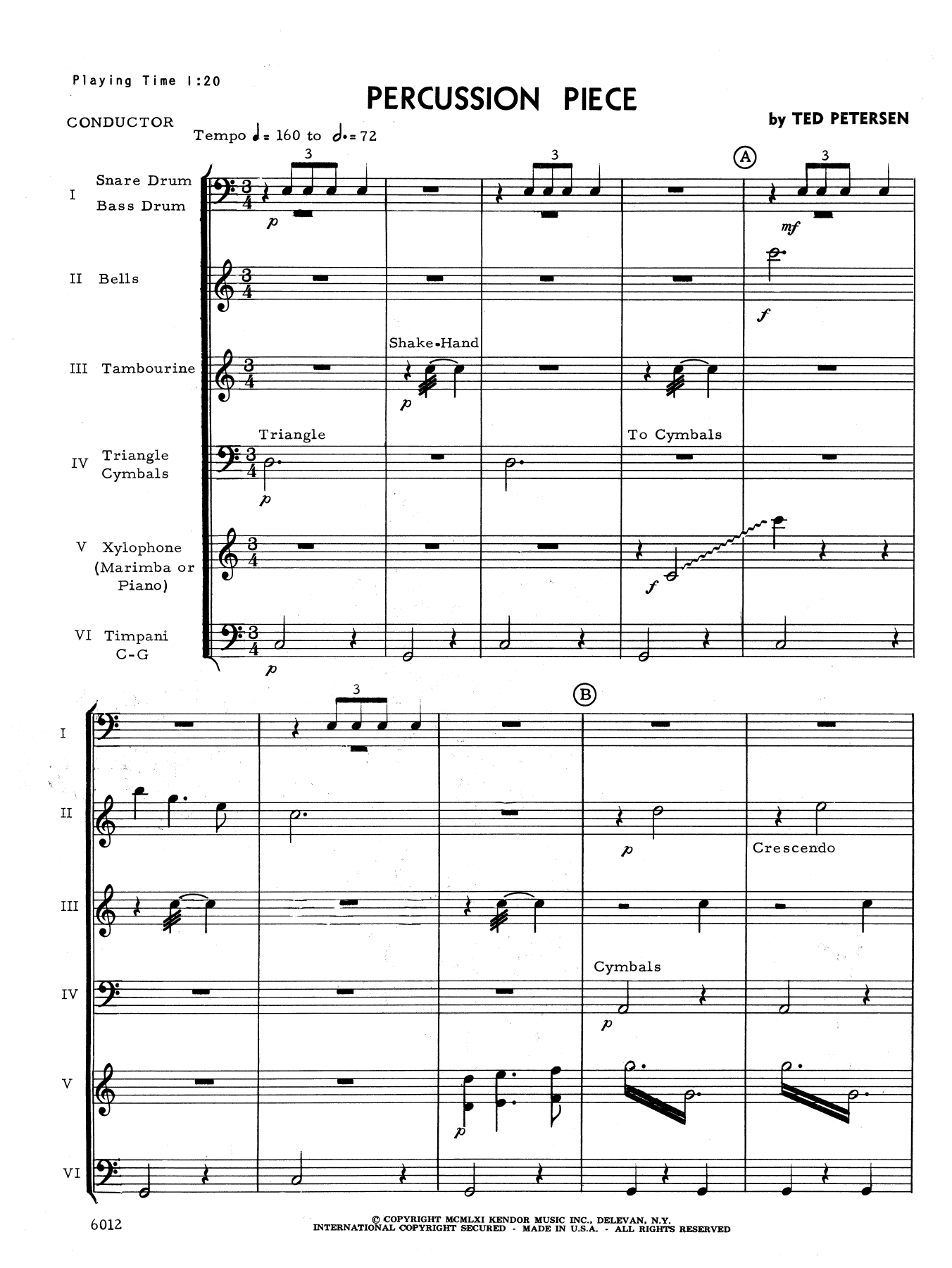 Percussion Piece - Full Score (Percussion Ensemble) von Petersen