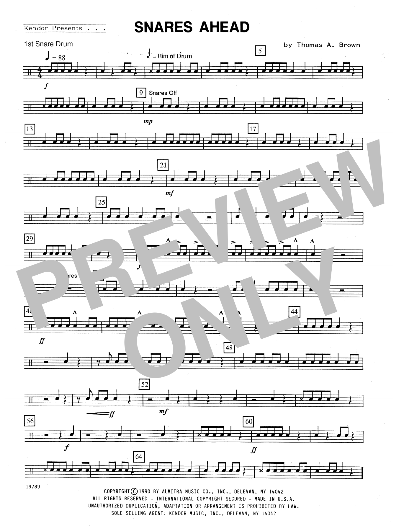 Snares Ahead - Percussion 1 (Percussion Ensemble) von Thomas A Brown