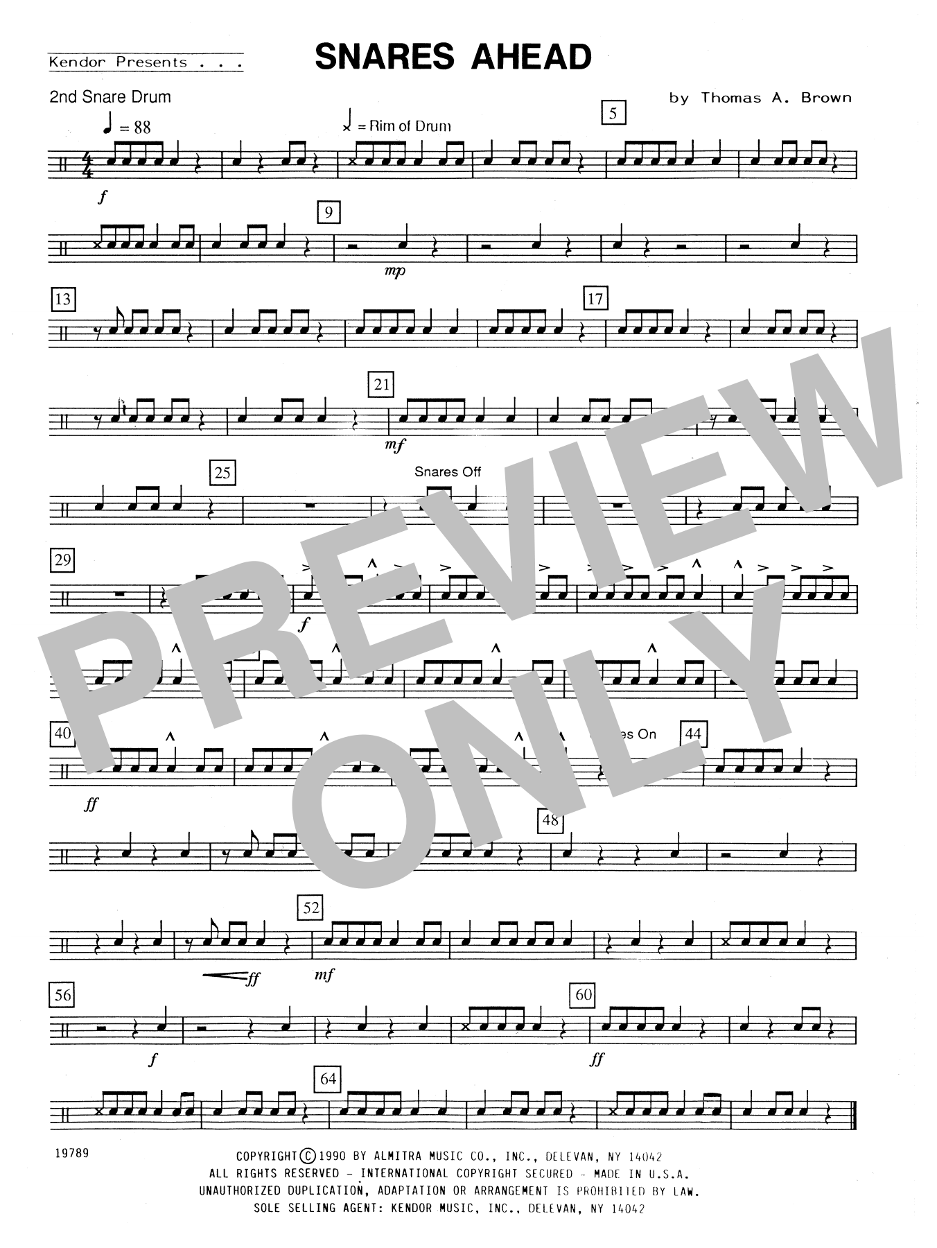 Snares Ahead - Percussion 2 (Percussion Ensemble) von Thomas A Brown